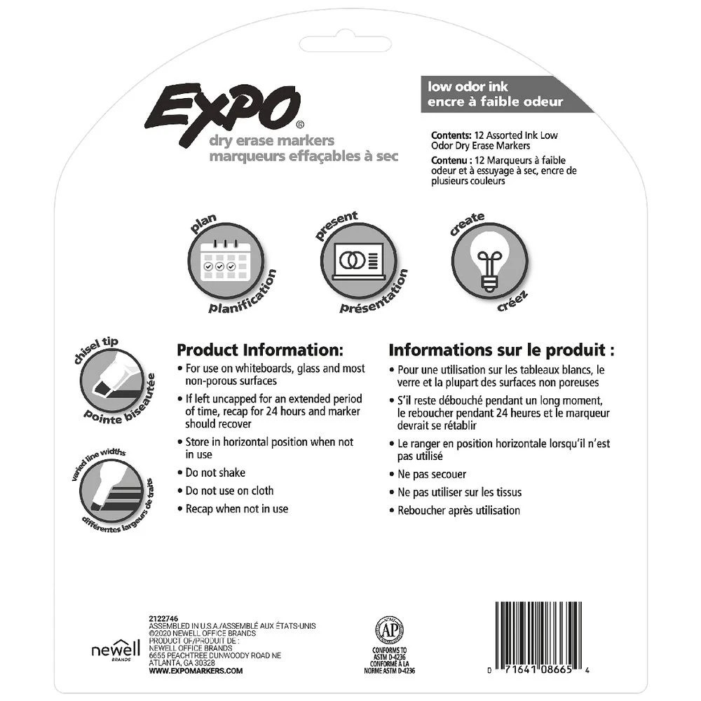 2 EXPO Low Odour Whiteboard Markers Vibrant Colours 12 Pack, 2 of 2