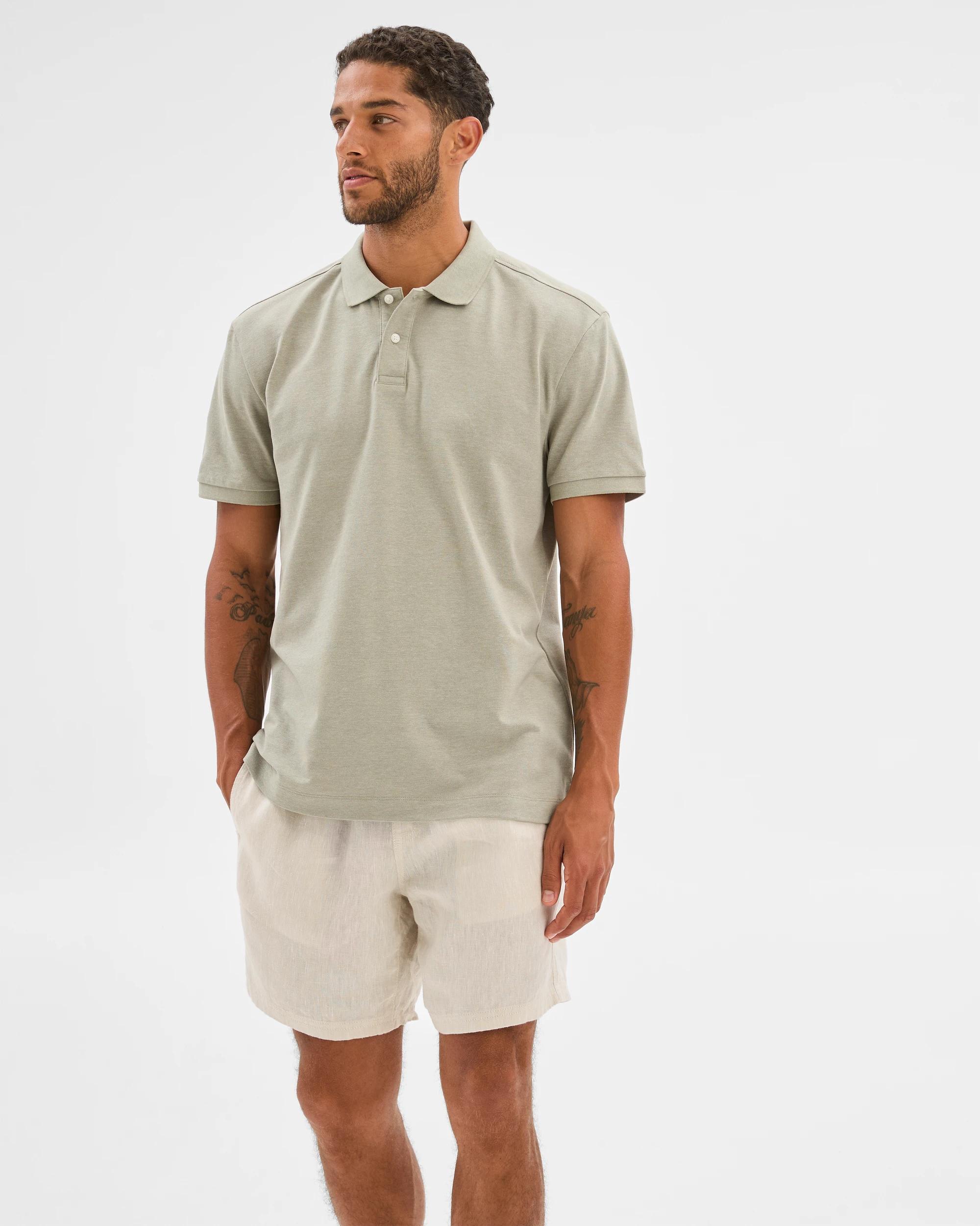 3 Target Australian Cotton Blend Pique Polo Top LIGHT GREEN MARLE, 3 of 6