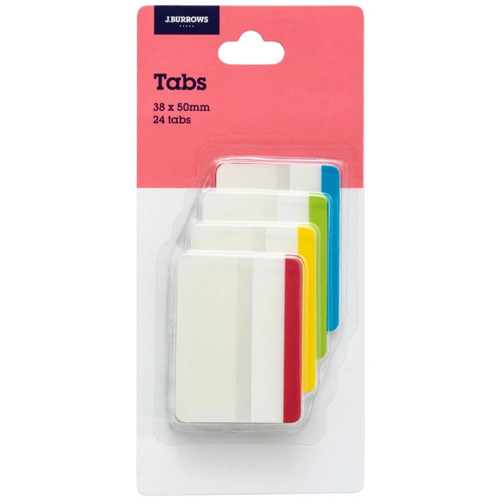 1 J.Burrows Tabs 38 x 50mm Assorted 4 Pack, 1 of 4