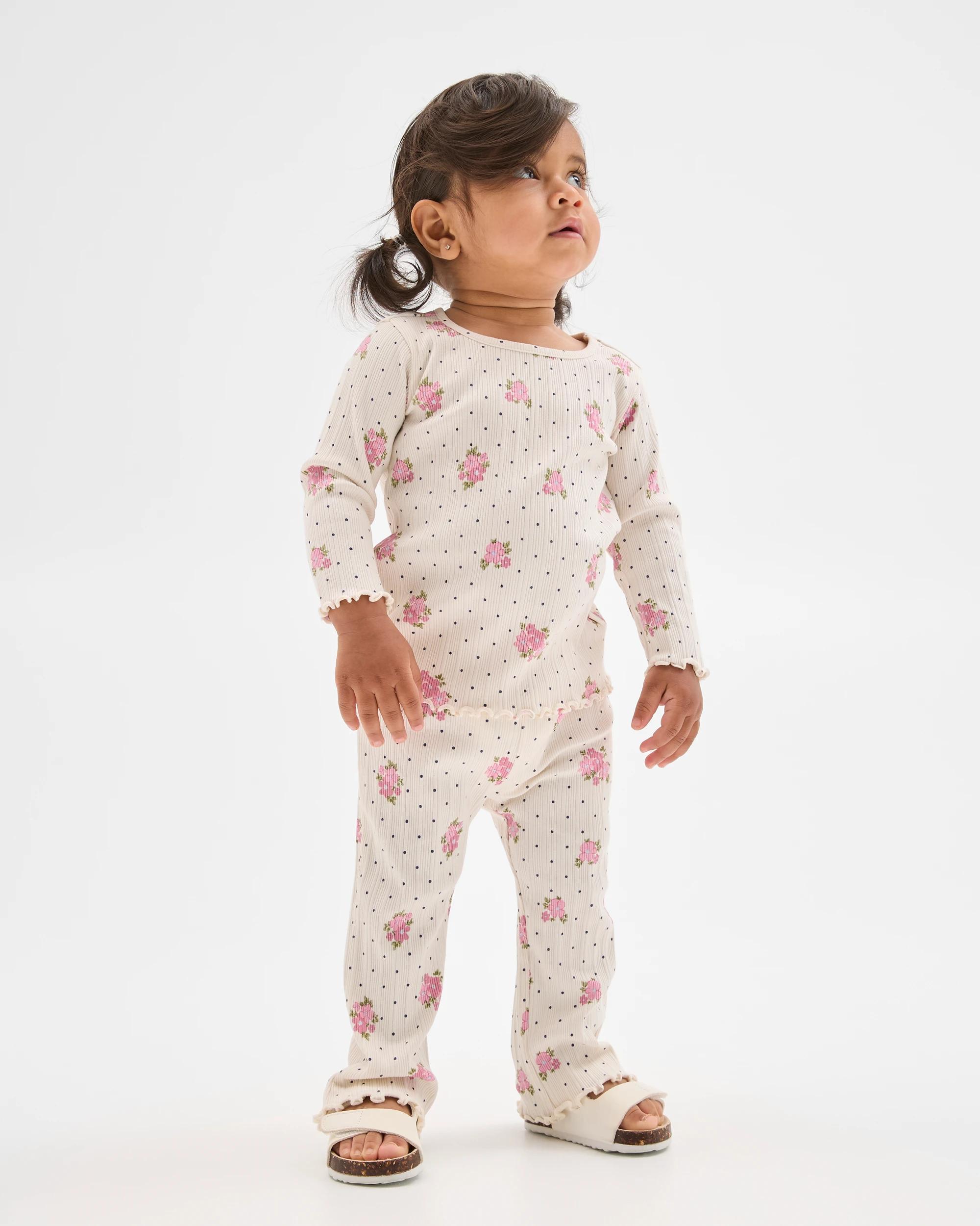 1 Target Baby Baby Organic Cotton Flare Leg Ribbed Leggings FLORAL SPOT, 1 of 5