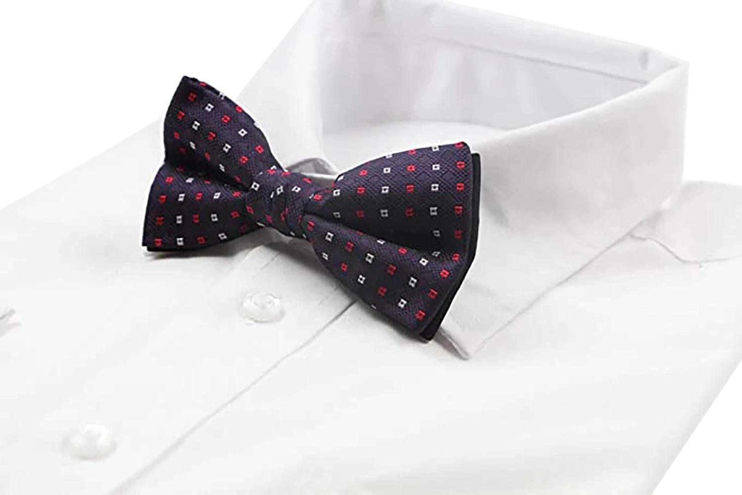 4 Zasel Mens Purple & Black With Red & White Silver Squares Patterned Bow Tie - Multi, 4 of 4