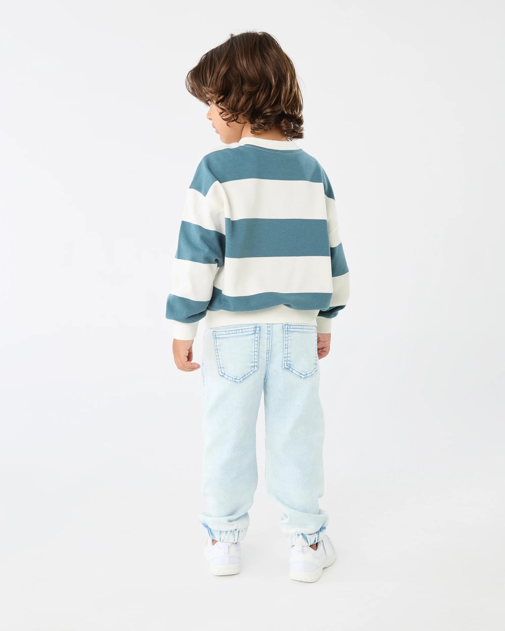 6 Oversized Stripe Crew Neck Sweatshirt Grn Stripe, 6 of 6