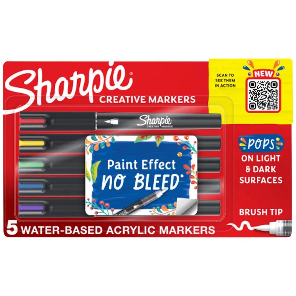 1 Sharpie Creative Acrylic Brush Markers 5 Pack, 1 of 10