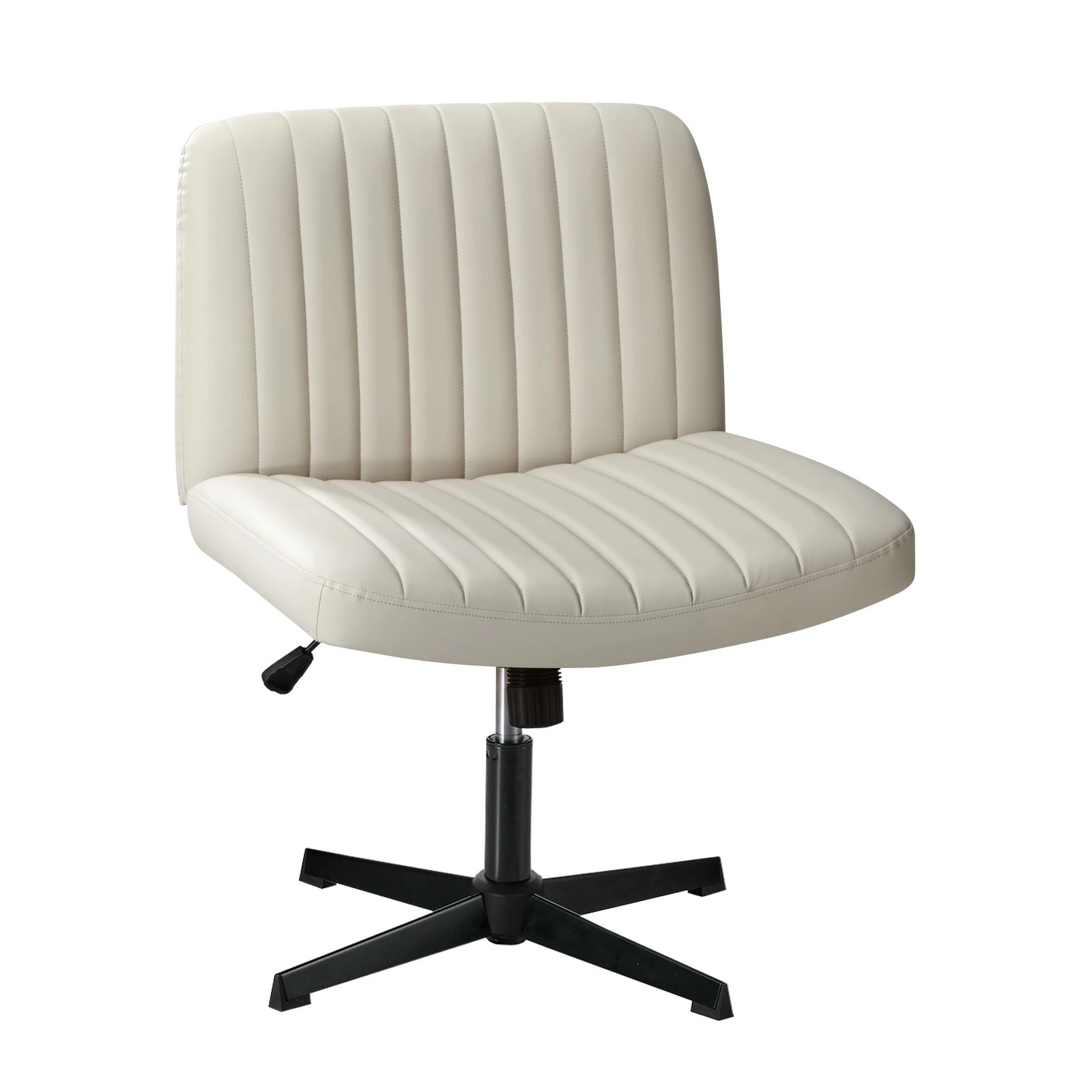 1 Oikiture Mid Back Armless Office Desk Chair Wide Seat Faux Leather
 - Beige, 1 of 10