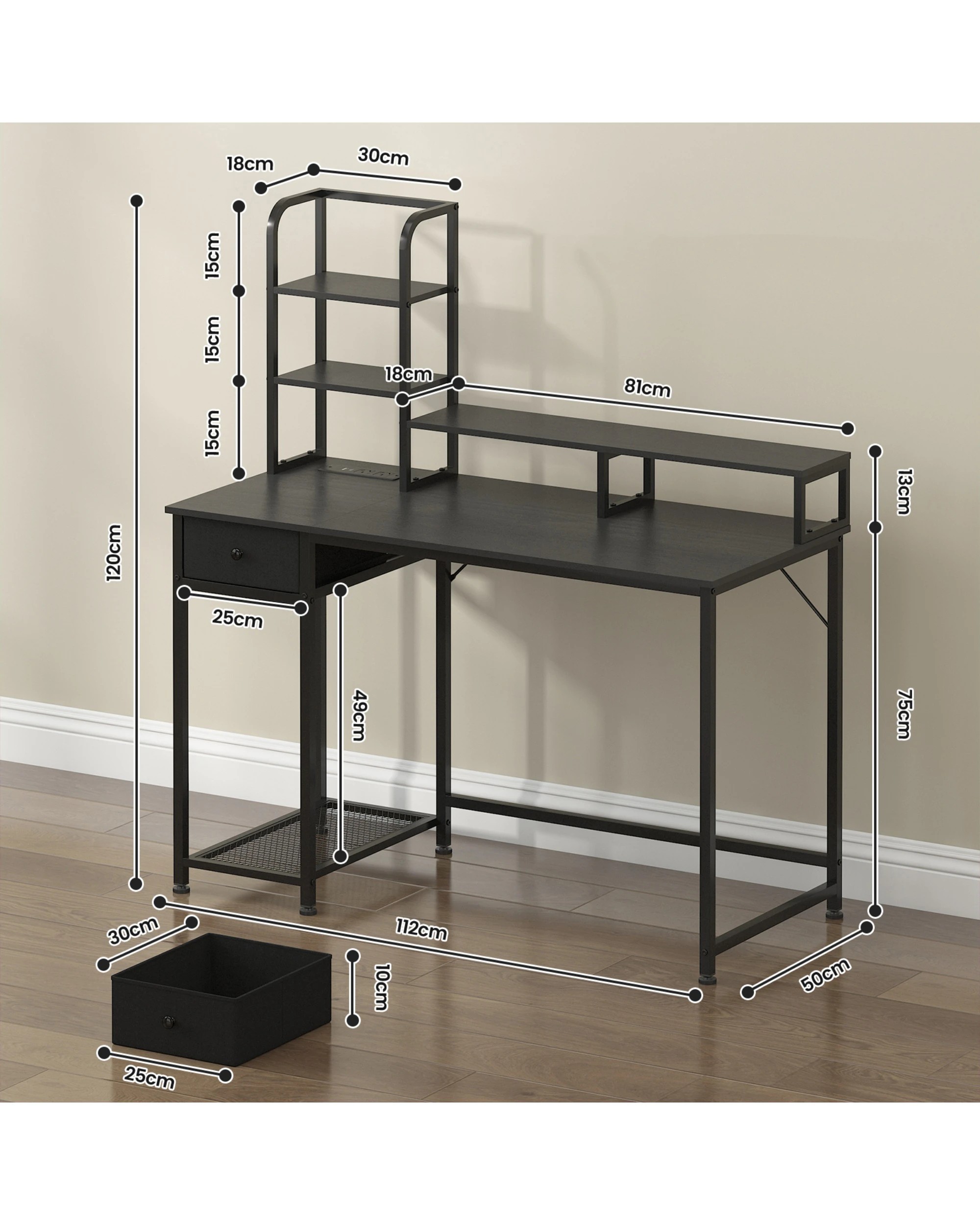 9 Advwin Reversible Computer Desk LED Gaming Desk Home Office Desk PC Table with Shelf Drawer, 9 of 9
