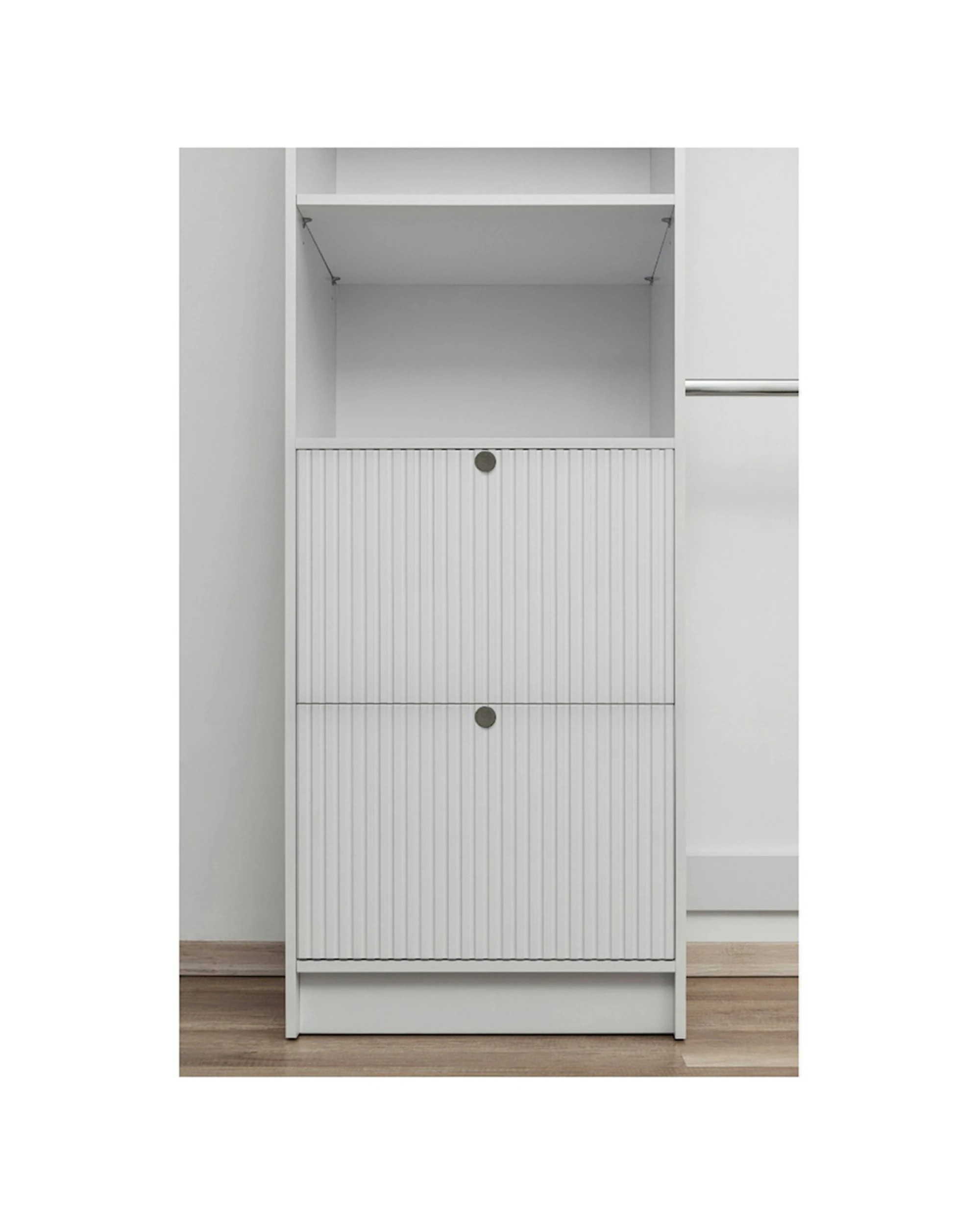 3 European Cabinetry Basel Walk In Wardrobe Kit Hamptons Round Handle - White, 3 of 4
