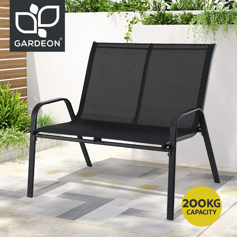 1 Gardeon Garden Bench Seat Steel Outdoor Patio Park Lounge Backyard Chair - Black, 1 of 7