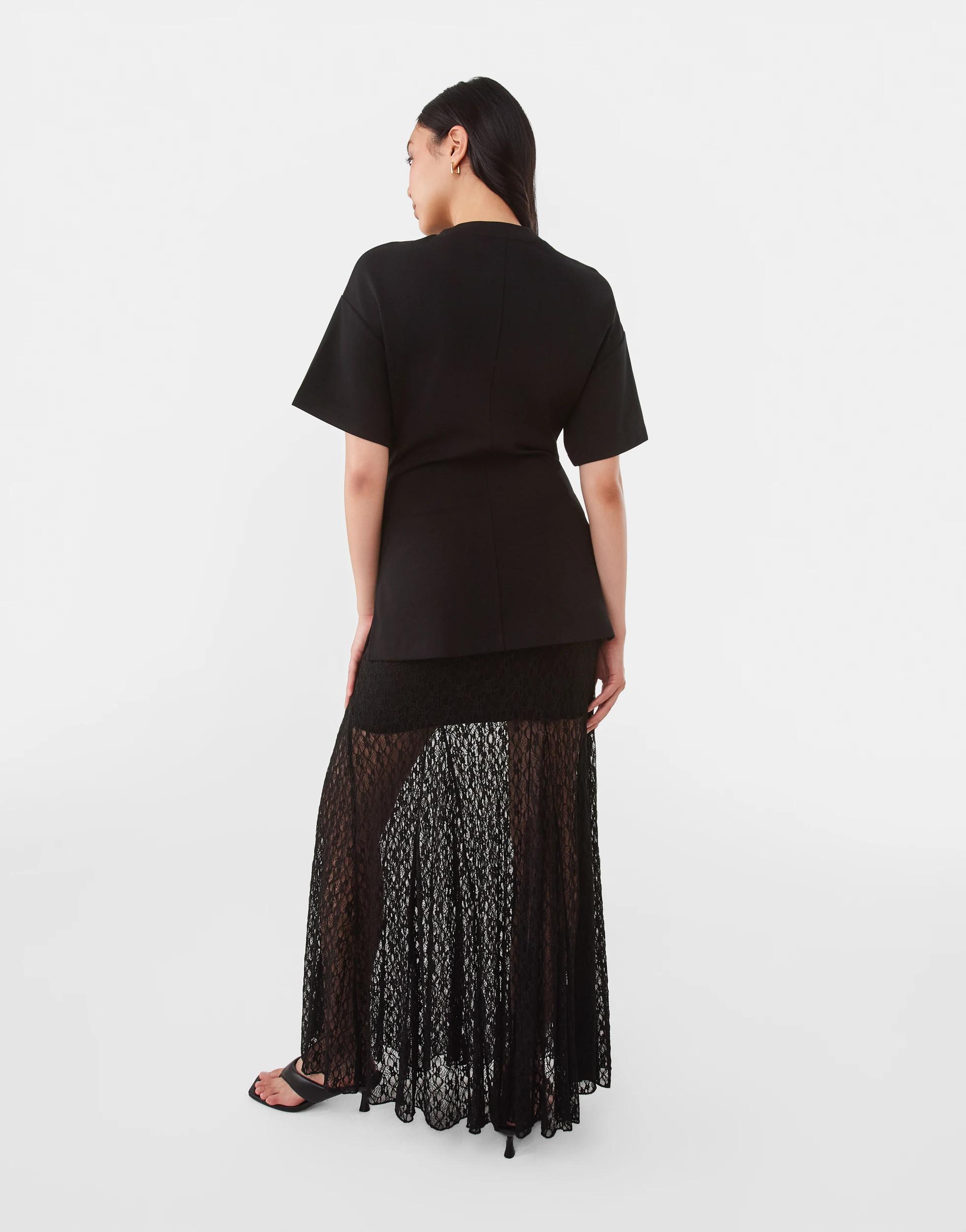 4 Short Sleeve Structured Detail Top Black, 4 of 8