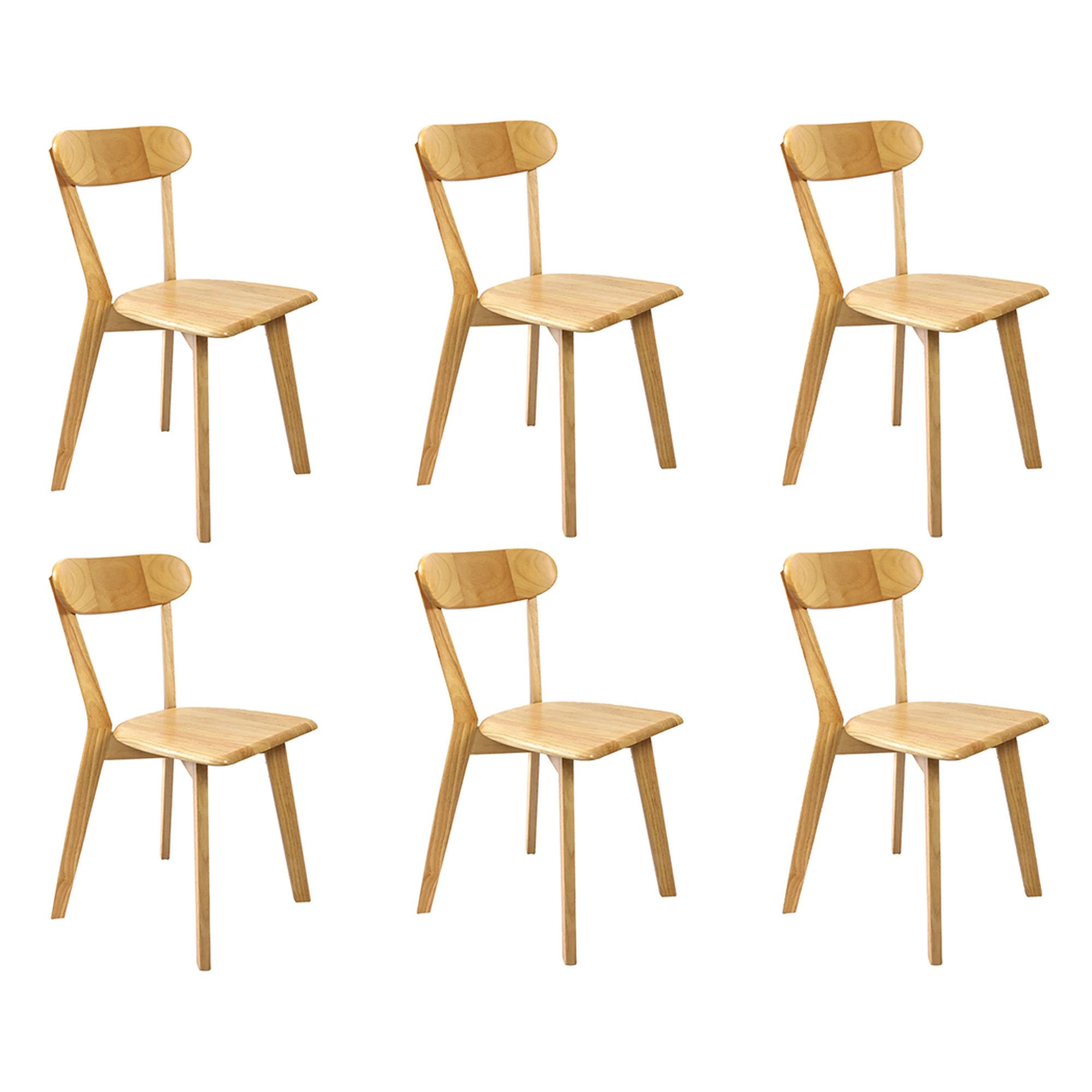 1 Levede Set Of 6 Levede Rubberwood Dining Chairs Natural, 1 of 5
