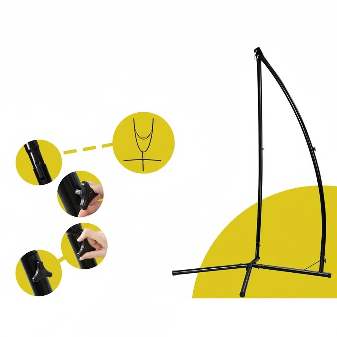 5 Gardeon Hammock Chair with Steel Stand Macrame Outdoor Swinging - Multi, 5 of 6