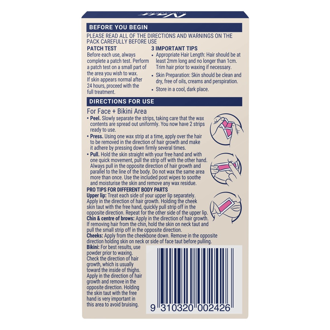 2 Nair 20 Pack Sensitive Mini Wax Strips - Rice Bran Oil and Cherry Blossom Extract, 2 of 10