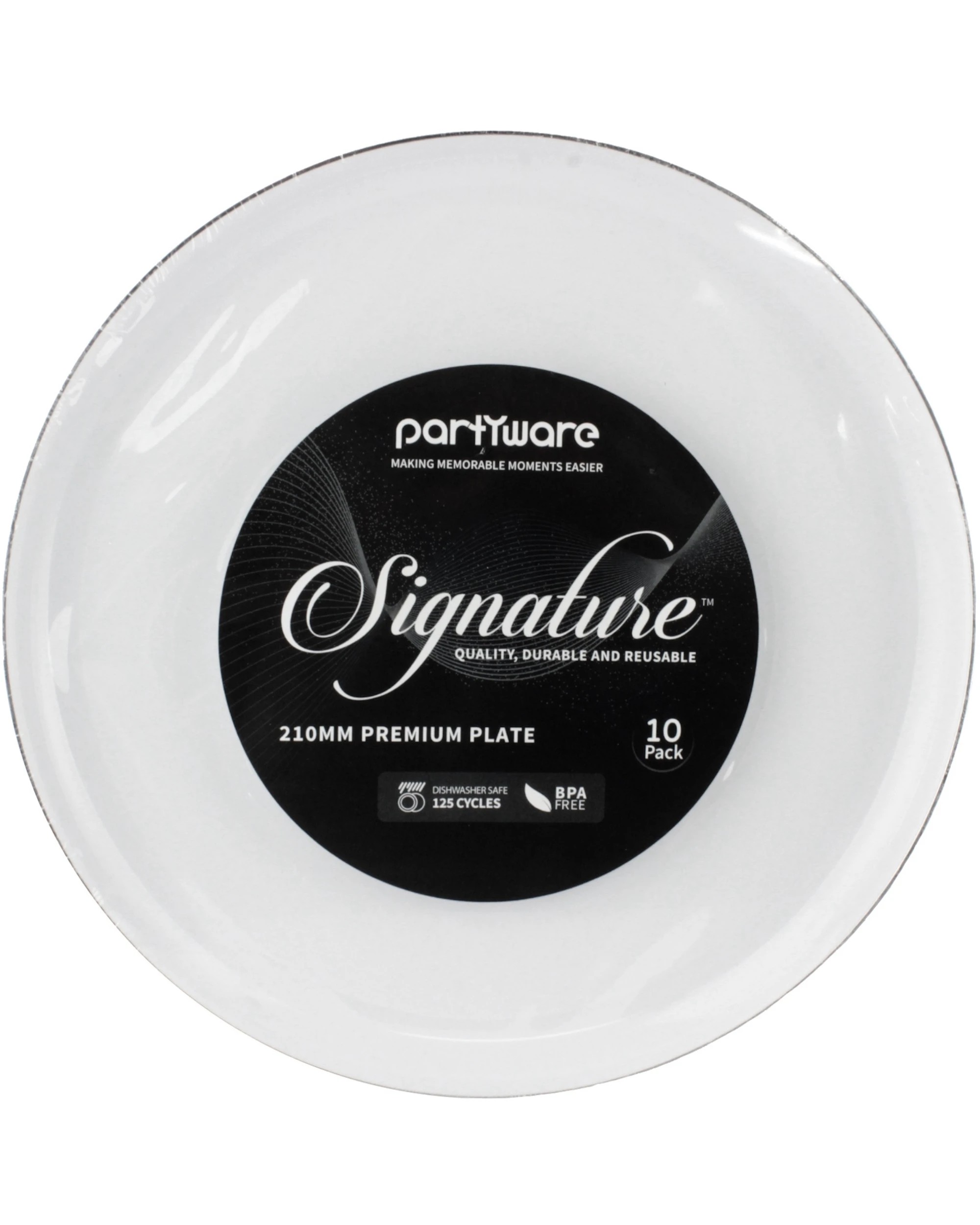 2 Partyware White With Silver Trim Plastic Plates 21cm Pack of 10 - White, Silver, 2 of 2