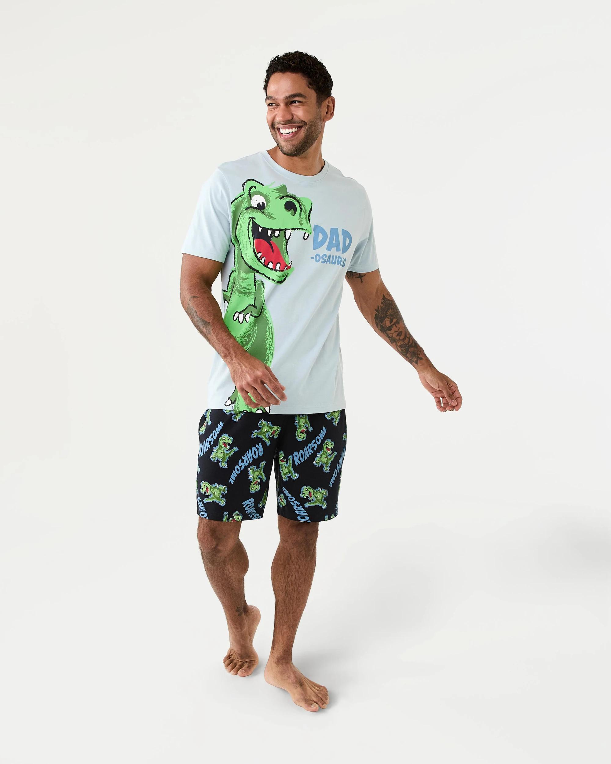 9 Short Sleeve Knit Short Mini Me Pyjama Set Dadosaurus, 9 of 9