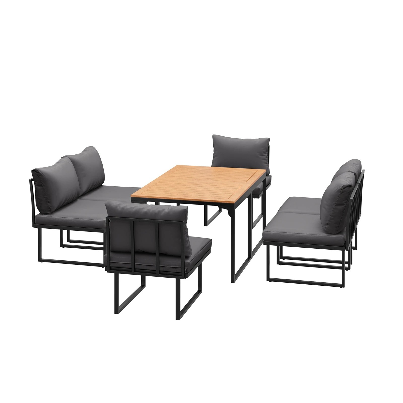 7 Livsip 6 Seater Outdoor Dining Sofa Set Lounge Furniture with Cushions - Multi, 7 of 8