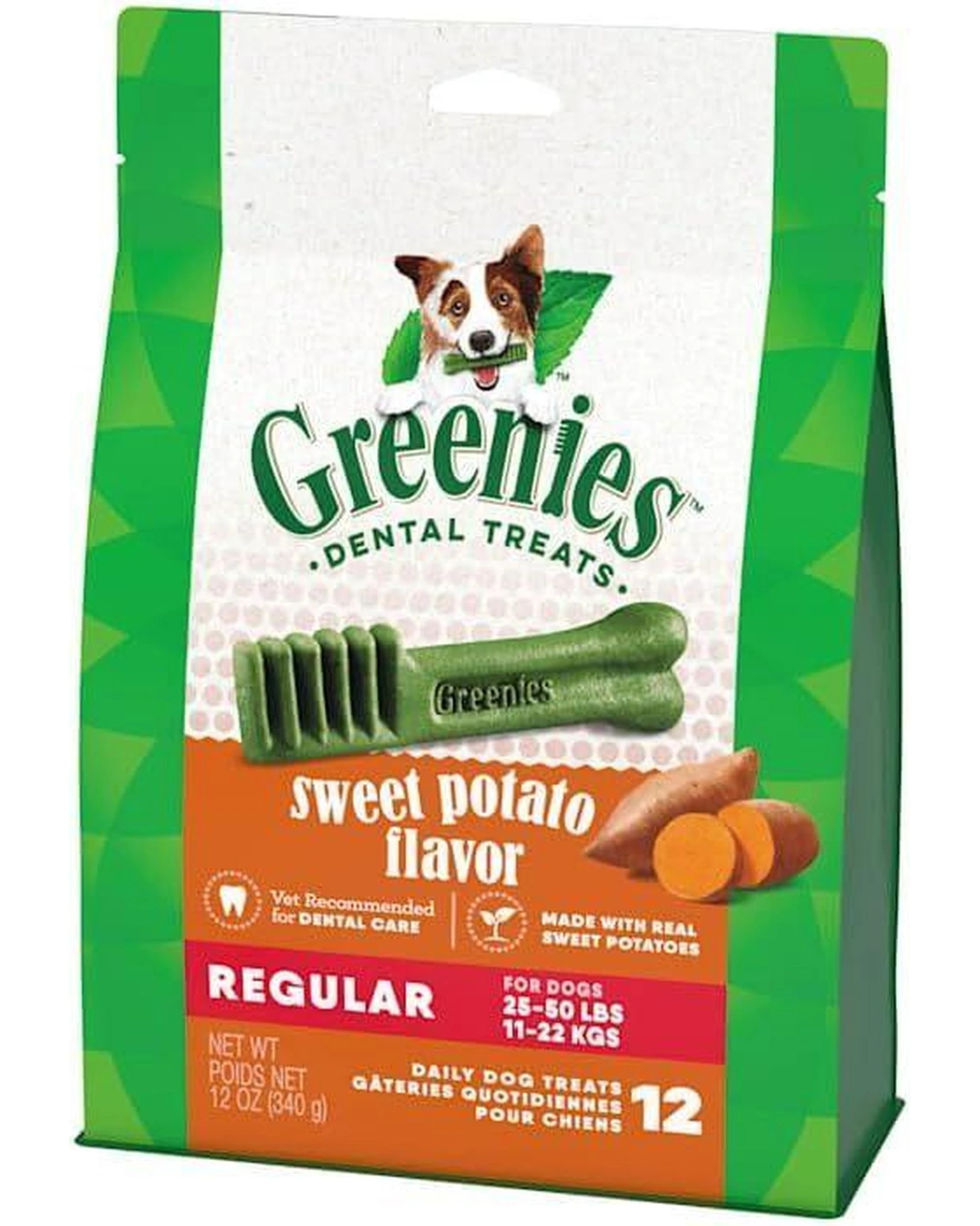 4 Greenies Dental Treats Sweet Potato for Regular Dogs 11-22kgs 340g, 4 of 9