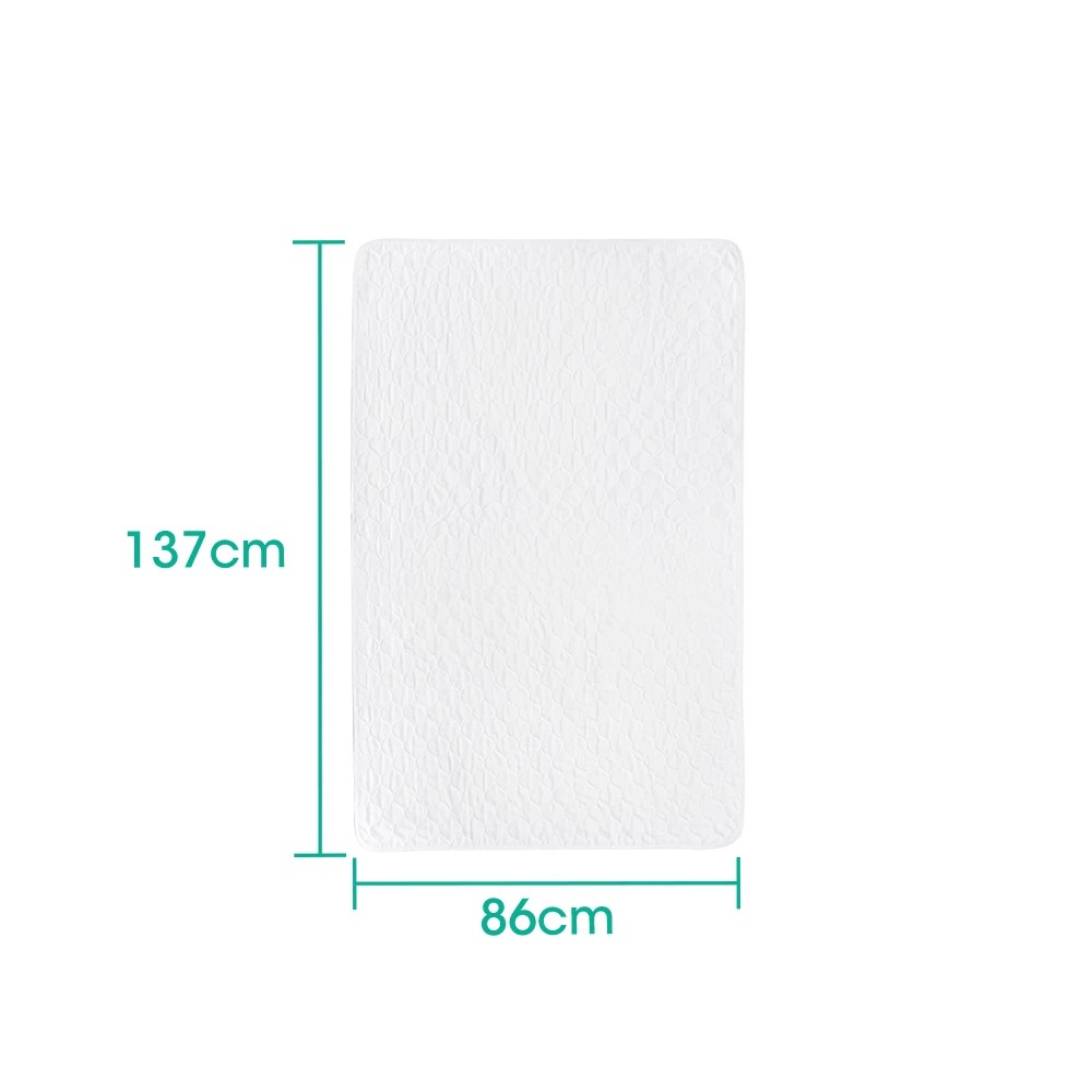 2 ZUNI Bed Pad Waterproof Protector Incontinence Underpad Washable 137CM 2PCS - White, 2 of 3