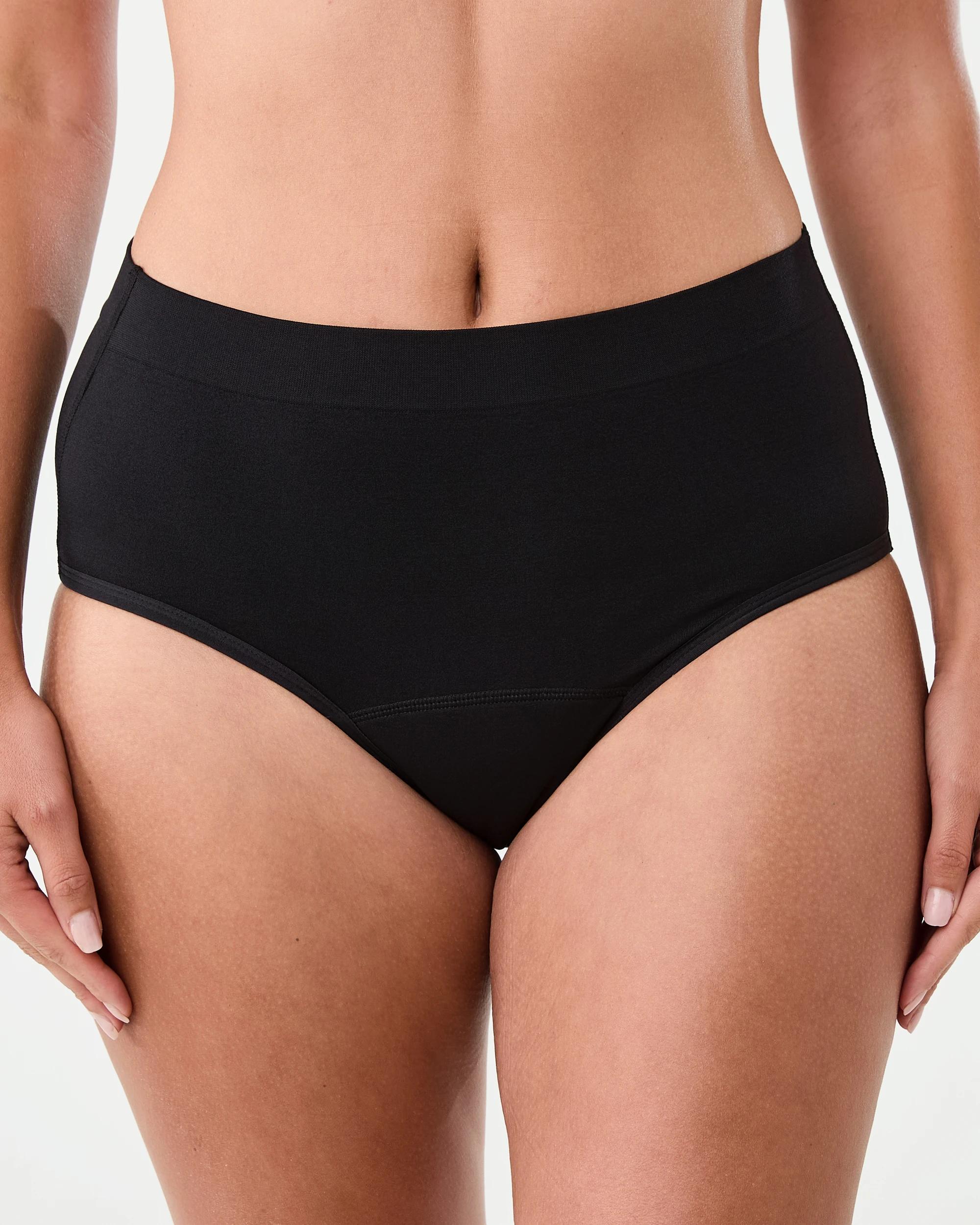 1 2 Pack Smoothing Full Period Briefs - Moderate and Heavy flow Black, 1 of 6