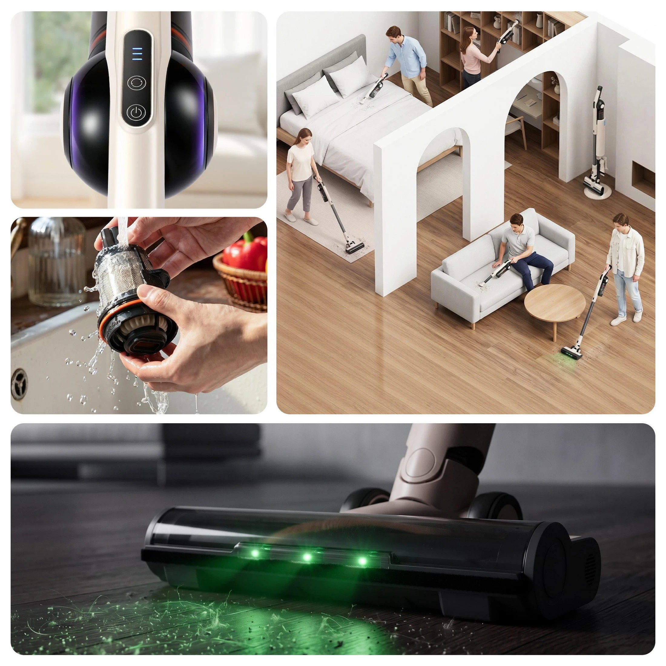 9 Devanti Cordless Vacuum Cleaner with Auto-Empty Dust Station, 18kPa Powerful Suction - Brown, 9 of 10