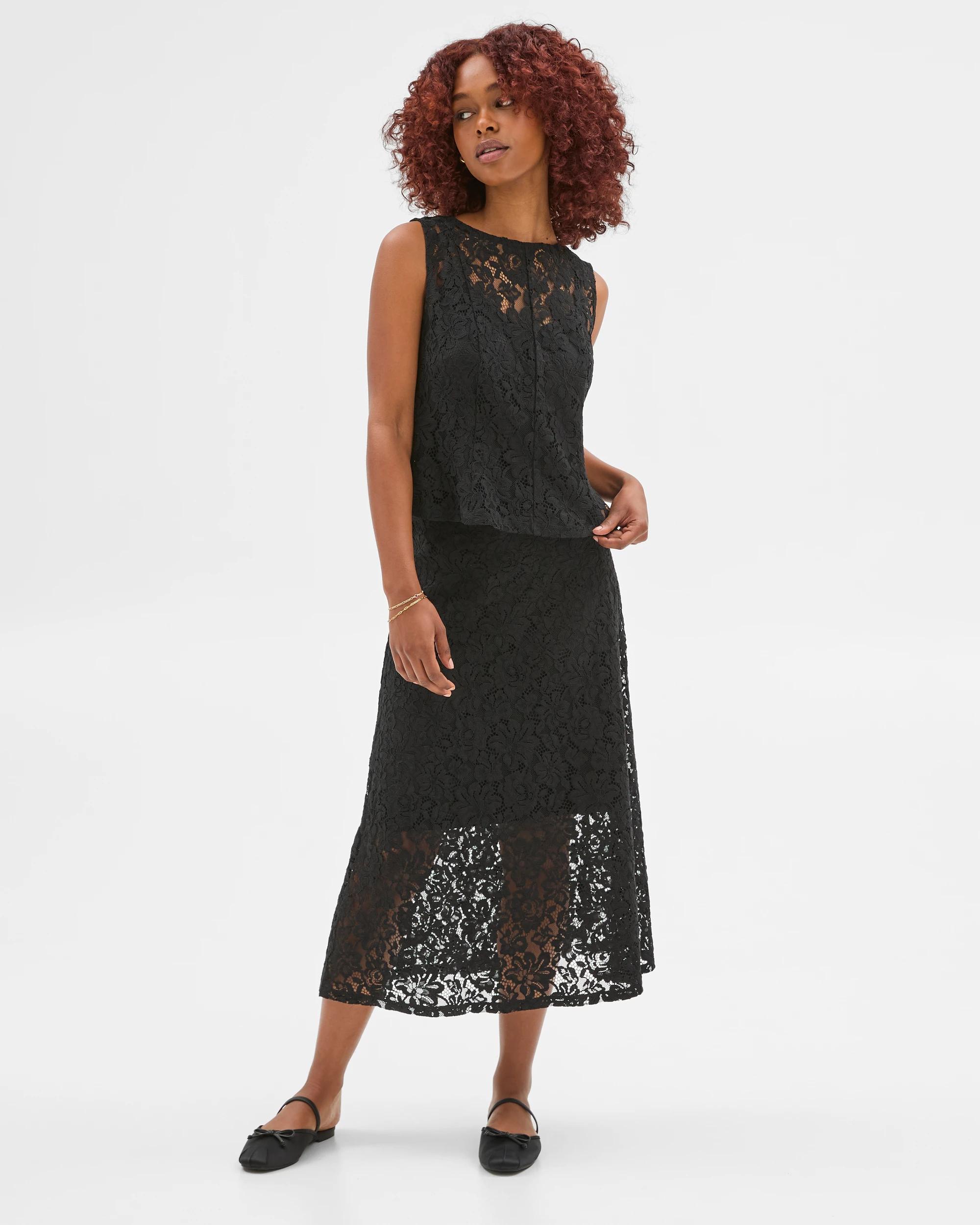 1 Target Petites Sleeveless Lace Top BLACK, 1 of 5