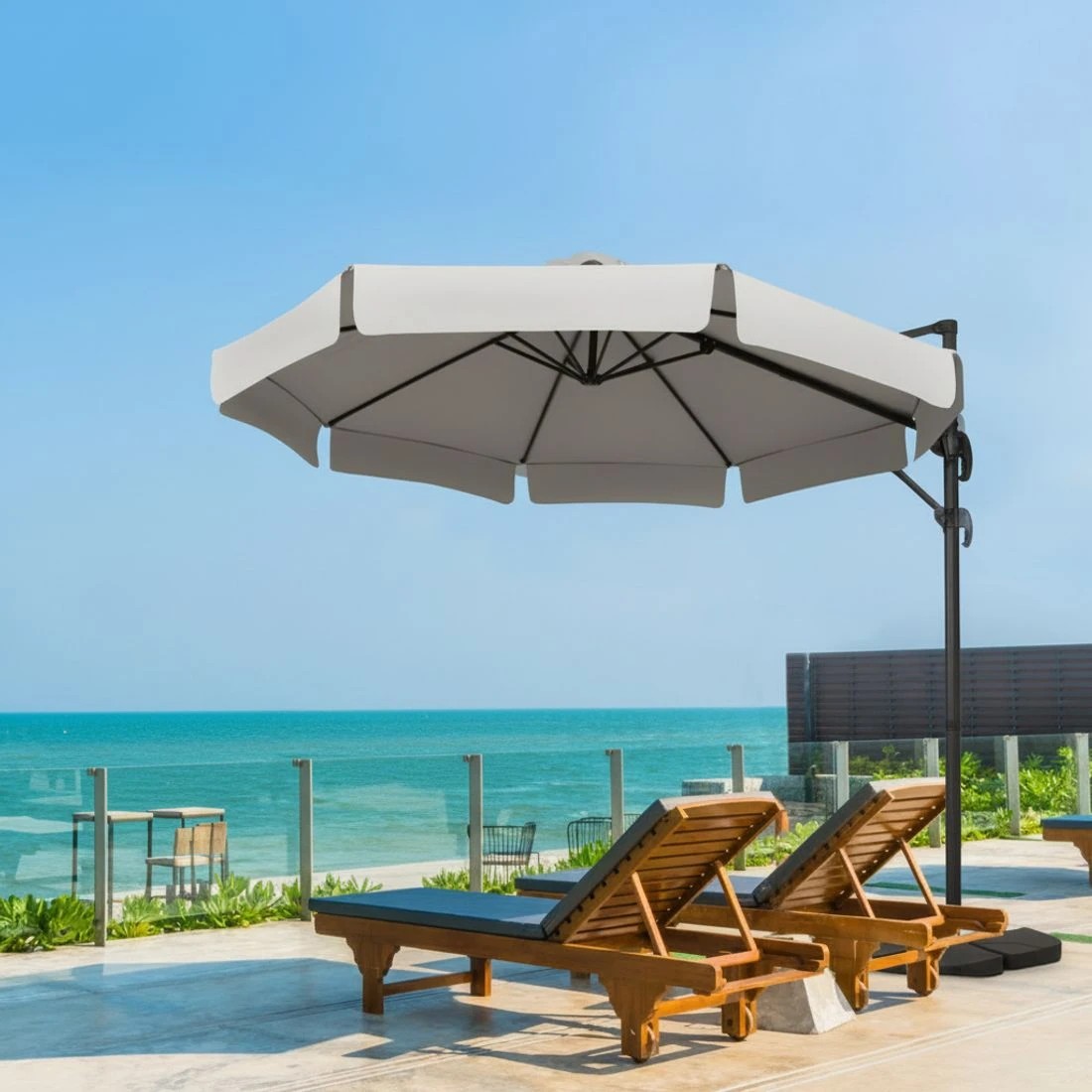 4 Instahut 3m Outdoor Umbrella Cantilever 360 Degree Tilt Beach Roma - Grey, 4 of 6