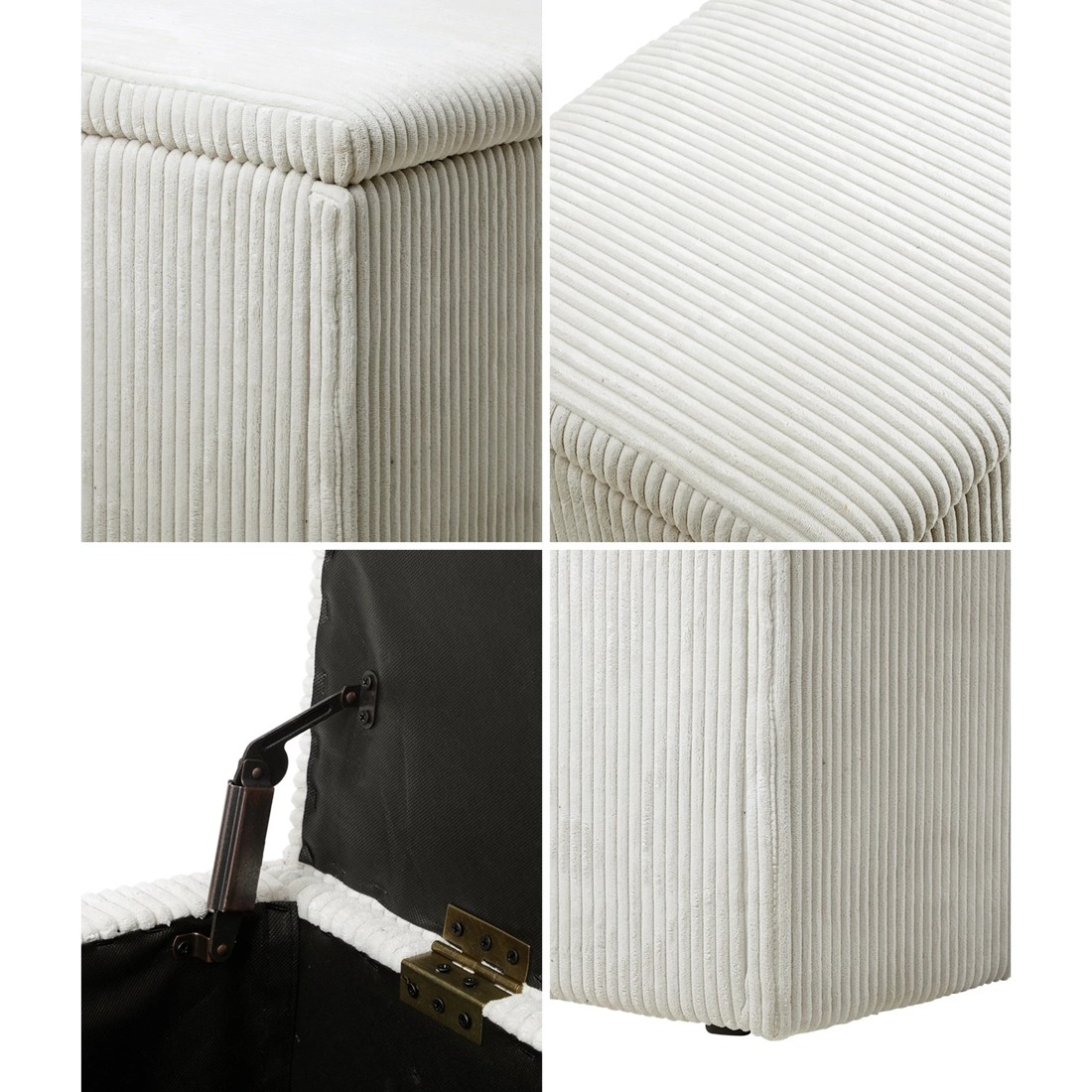 4 Oikiture Storage Ottoman Blanket Box Foot Stool Xl Chest Toy Velvet
 - Beige, 4 of 10