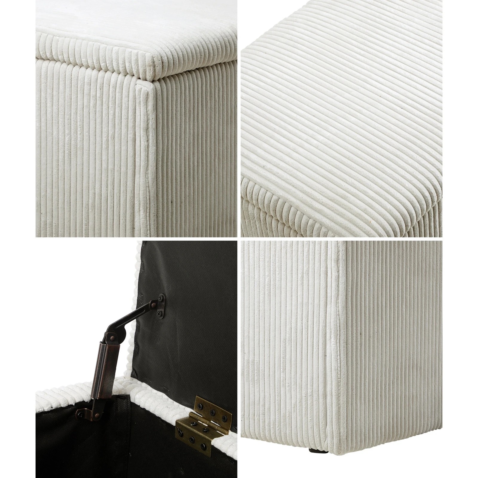 4 Oikiture Storage Ottoman Blanket Box Foot Stool Xl Chest Toy Velvet
 - Beige, 4 of 10