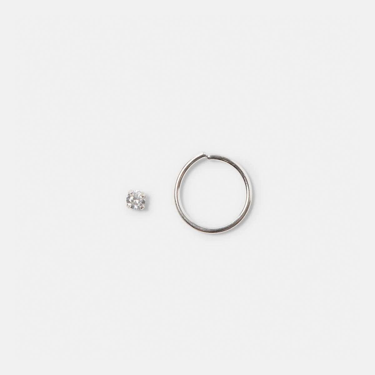1 Sterling Silver Stud and Nose Ring - Silver Tone Silver, 1 of 3