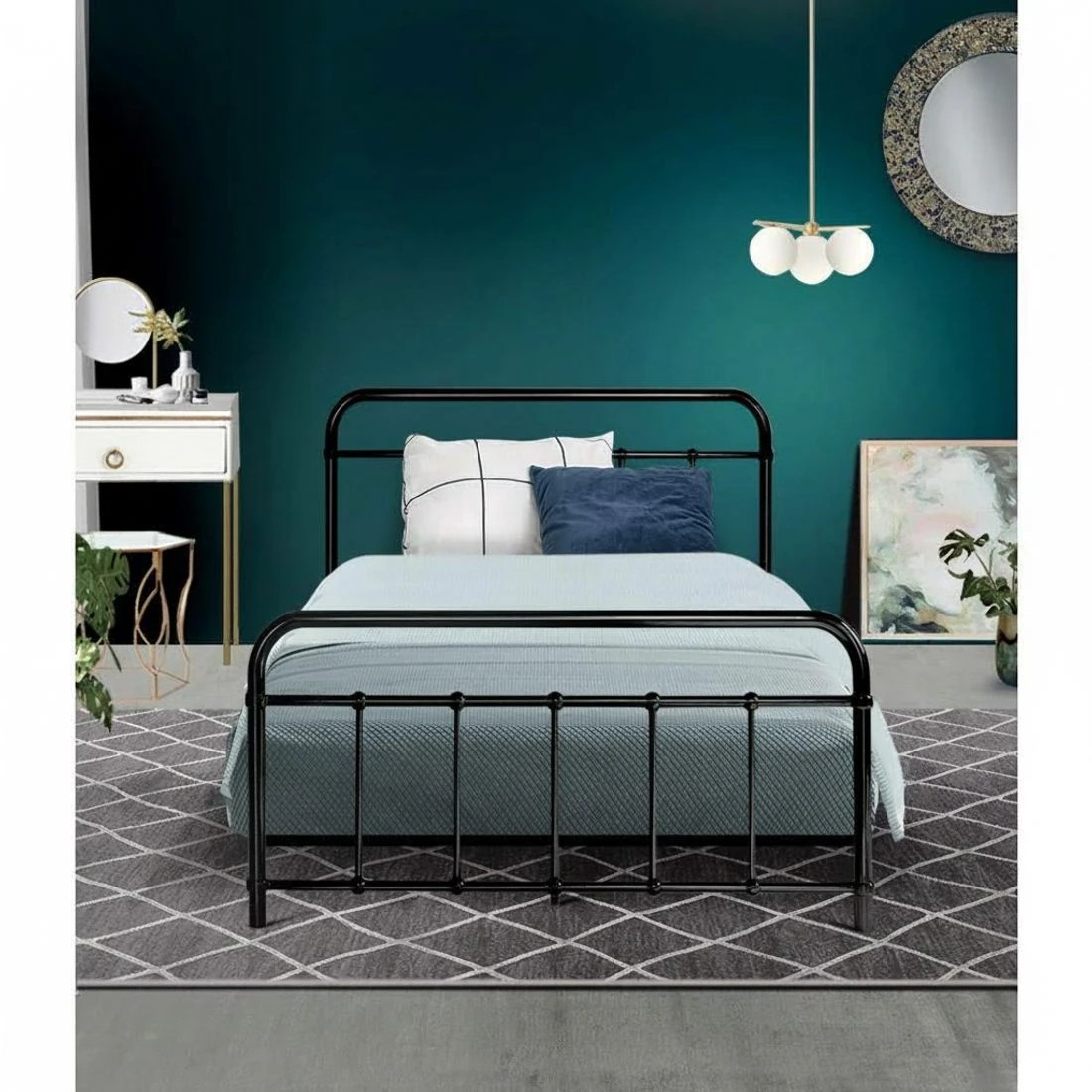 4 Artiss Bed Frame Metal Frames LEO - King Single() - Black, 4 of 7