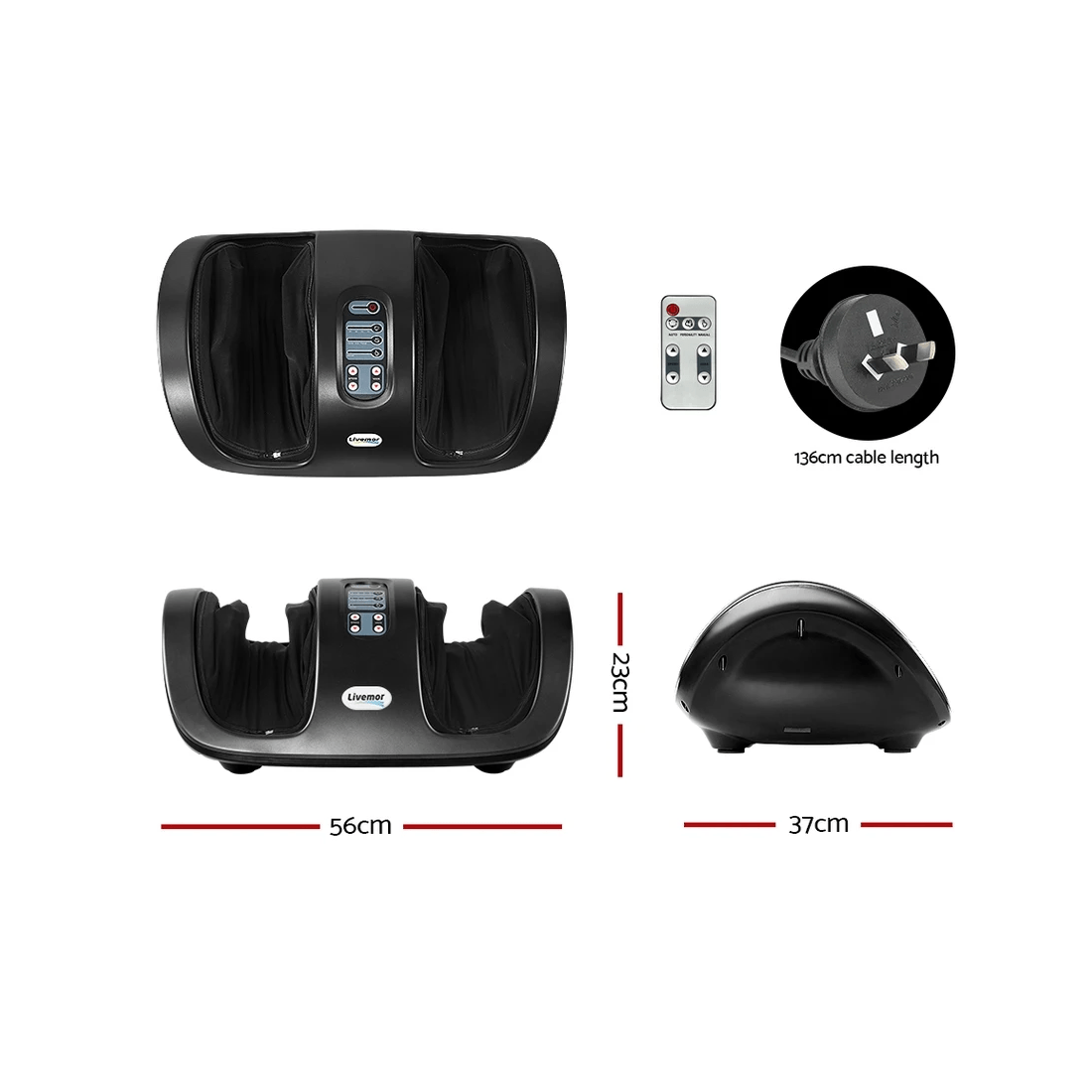 2 Livemor Foot Massager Shiatsu Massagers Electric Roller Kneading Leg - Black, 2 of 7