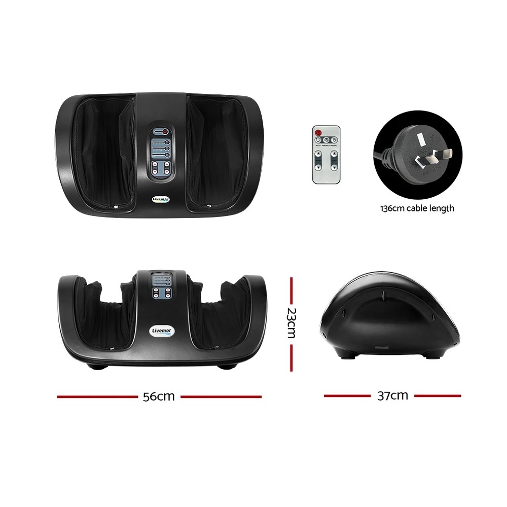 2 Livemor Foot Massager Shiatsu Massagers Electric Roller Kneading Leg - Black, 2 of 6