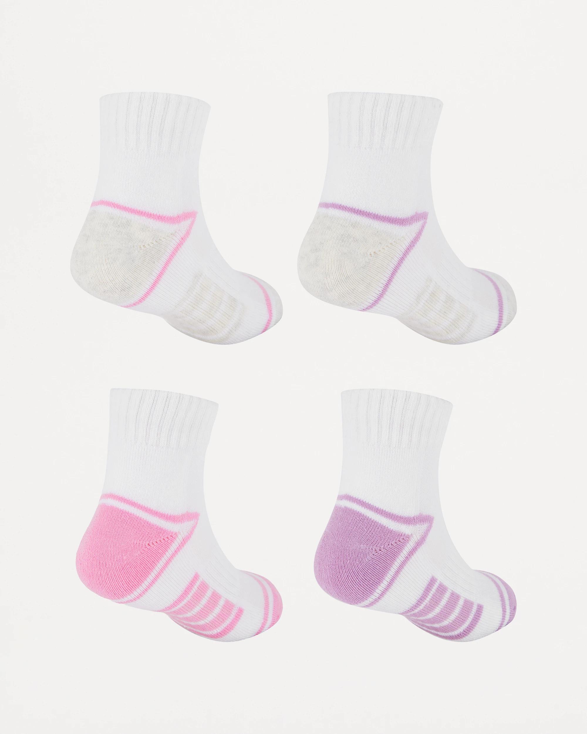 2 4 Pack Active Kids Quarter Crew Socks Pink/purp, 2 of 3