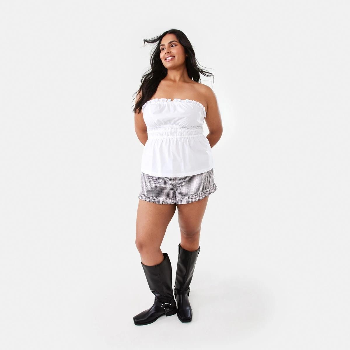 4 Strapless Ruched Top White, 4 of 8