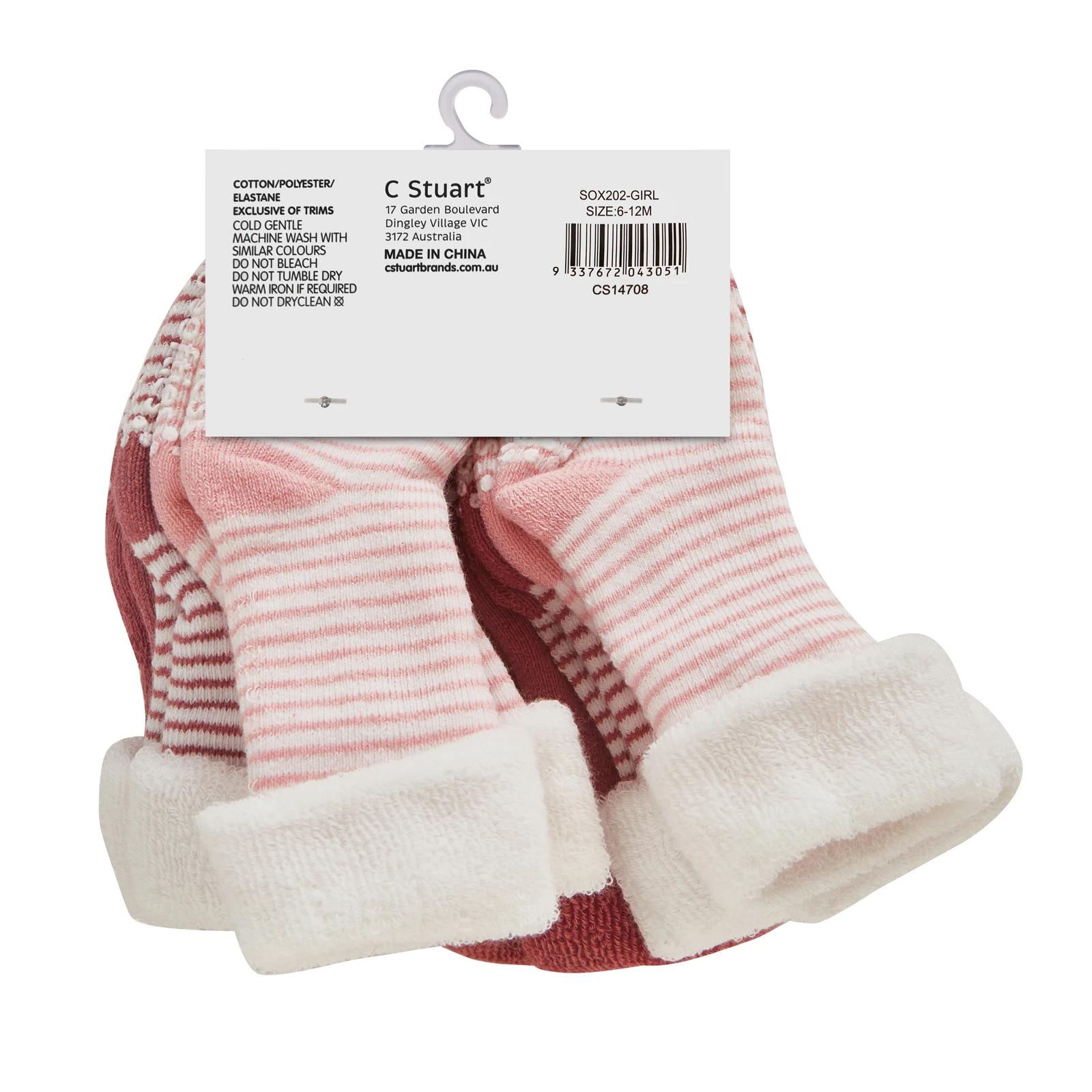 3 Big Softies 8-Pack Anti-Slip Terry Socks Girl 6-12M PINK, 3 of 4