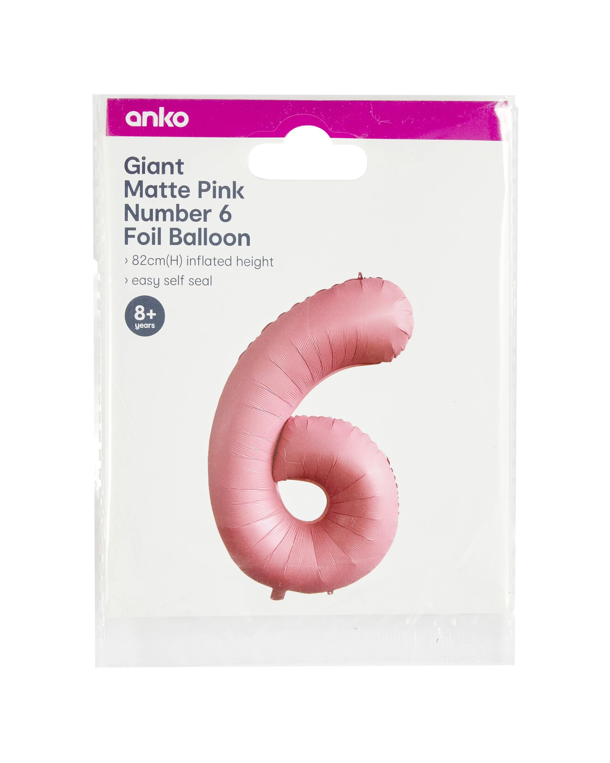 5 Giant Matte Pink Number 6 Foil Balloon, 5 of 5