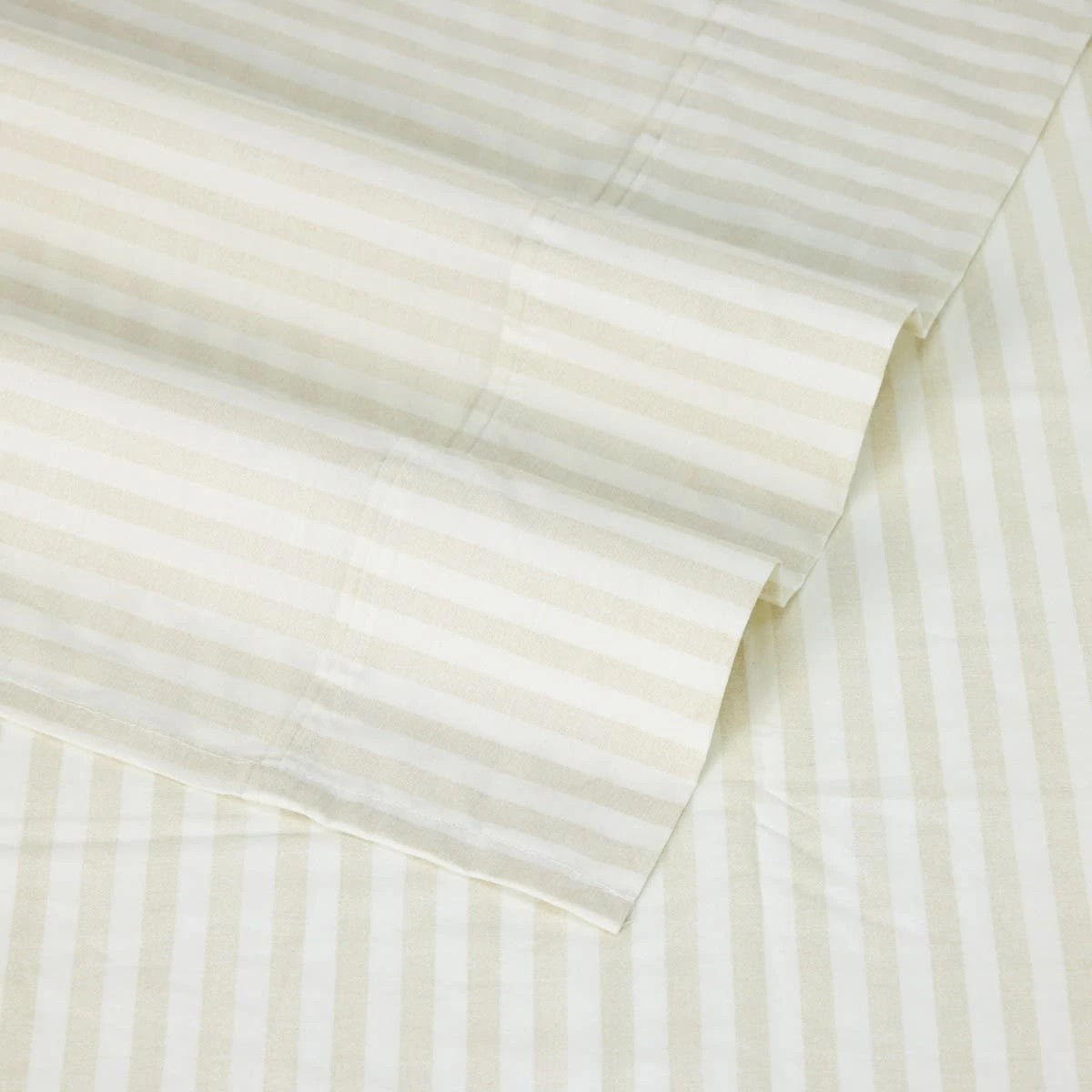 4 225 Thread Count Stripe Cotton Sheet Set - King Bed, Natural, 4 of 6