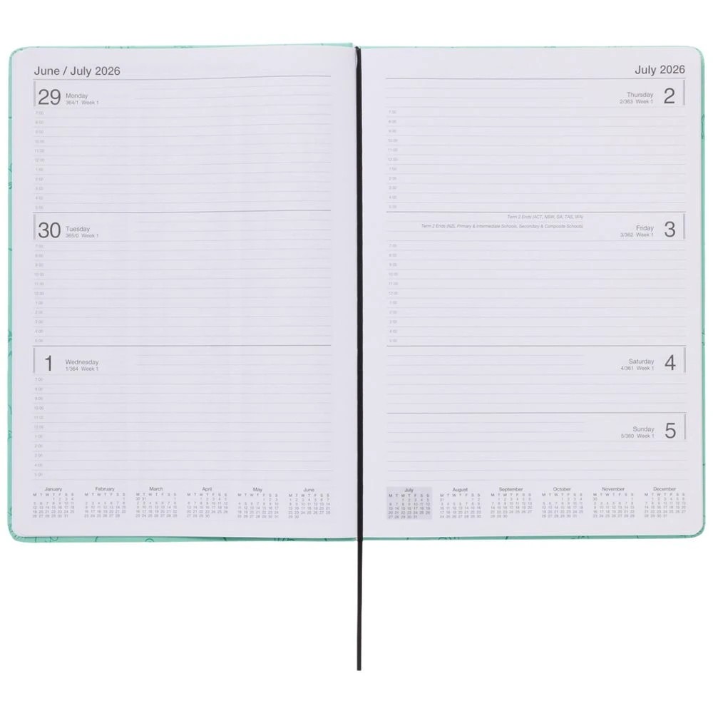 6 J.Burrows A4 Week-To-View Embossed Diary FY26/27 Sage, 6 of 6