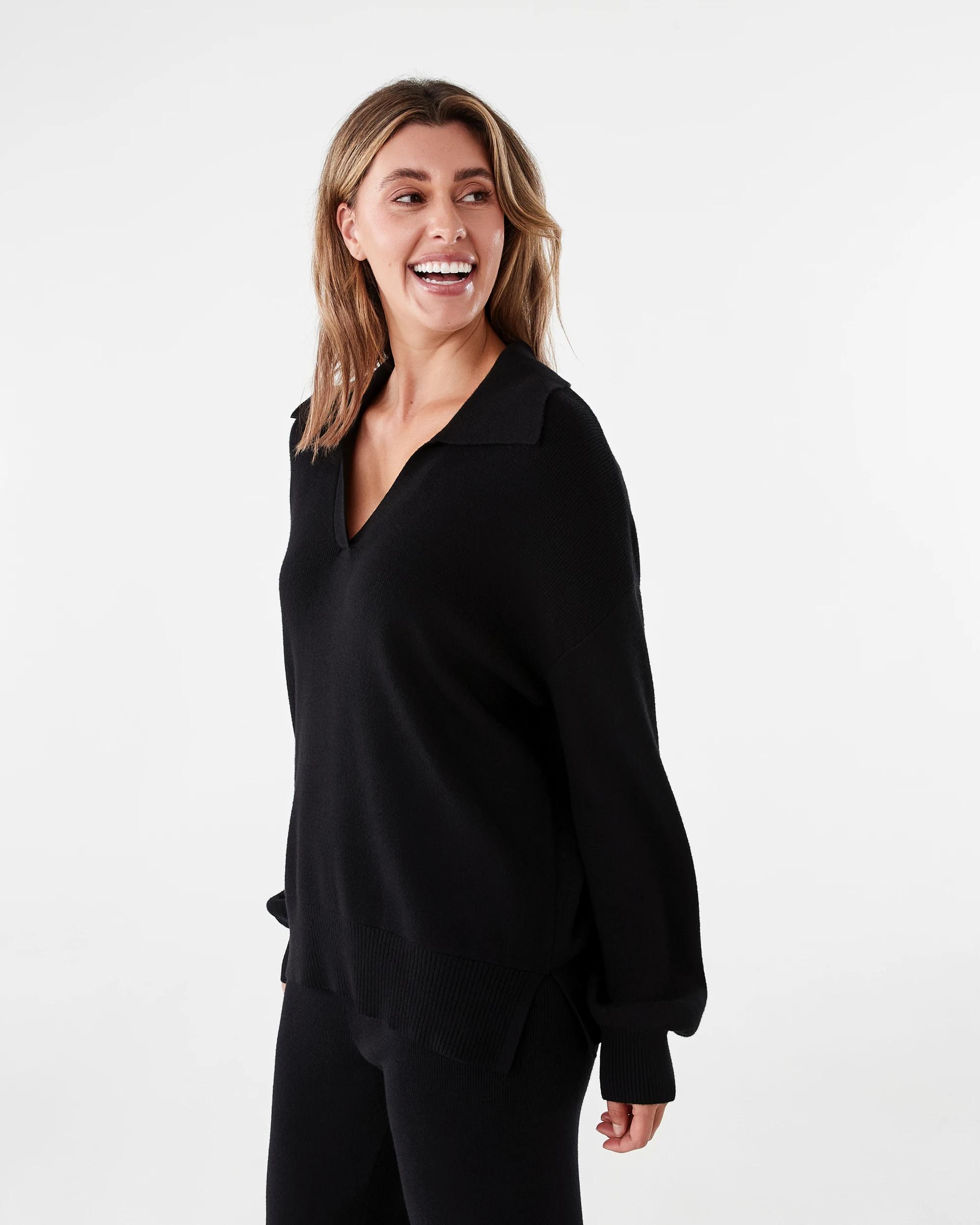 2 Compact Polo Jumper Black, 2 of 8