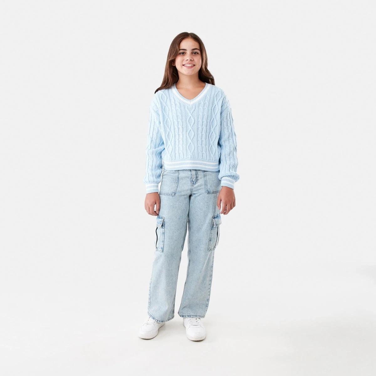 6 Cable Knit Jumper Doll Blue, 6 of 9