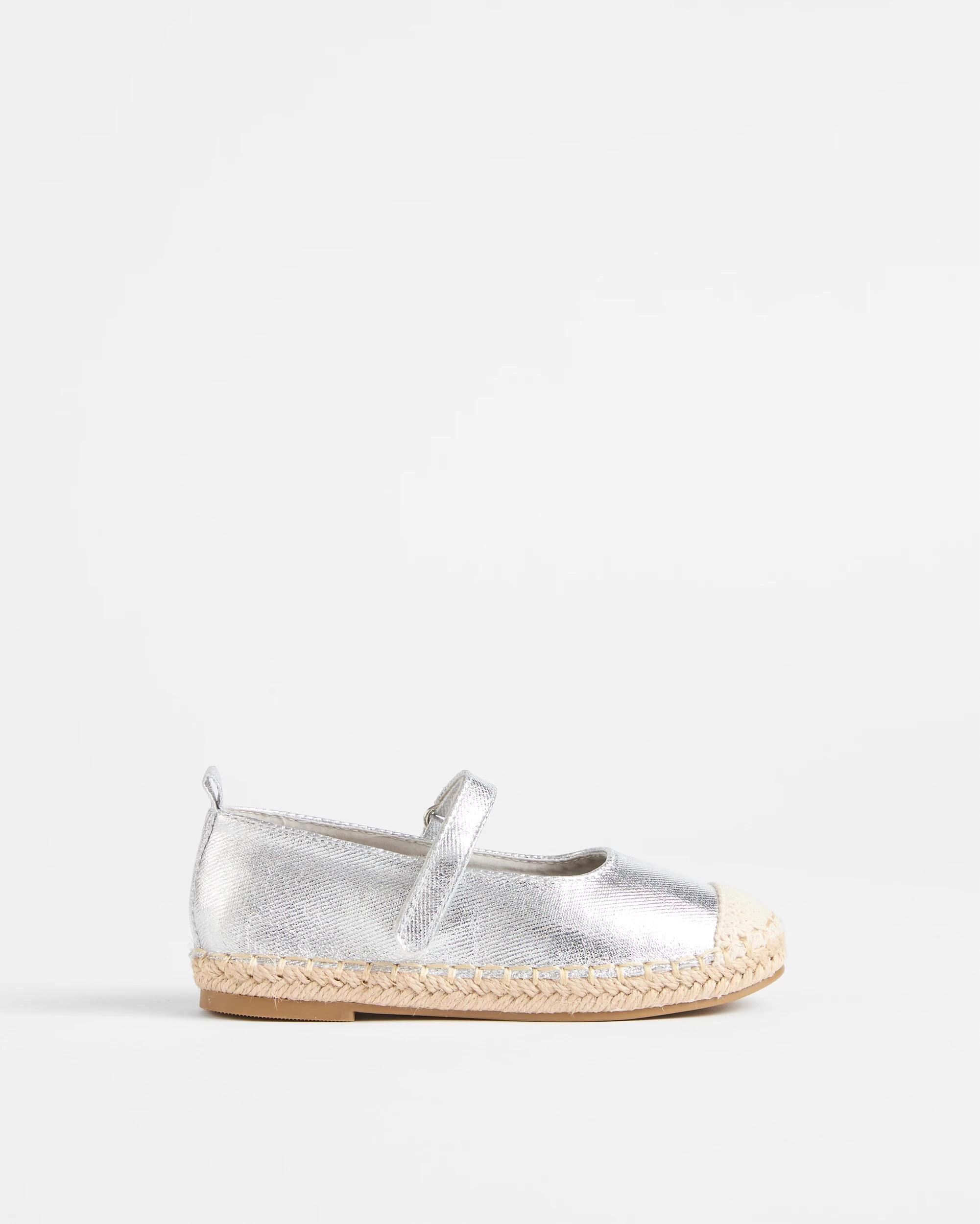 1 Target Girls Junior Espadrille Ballet Flat SILVER, 1 of 3