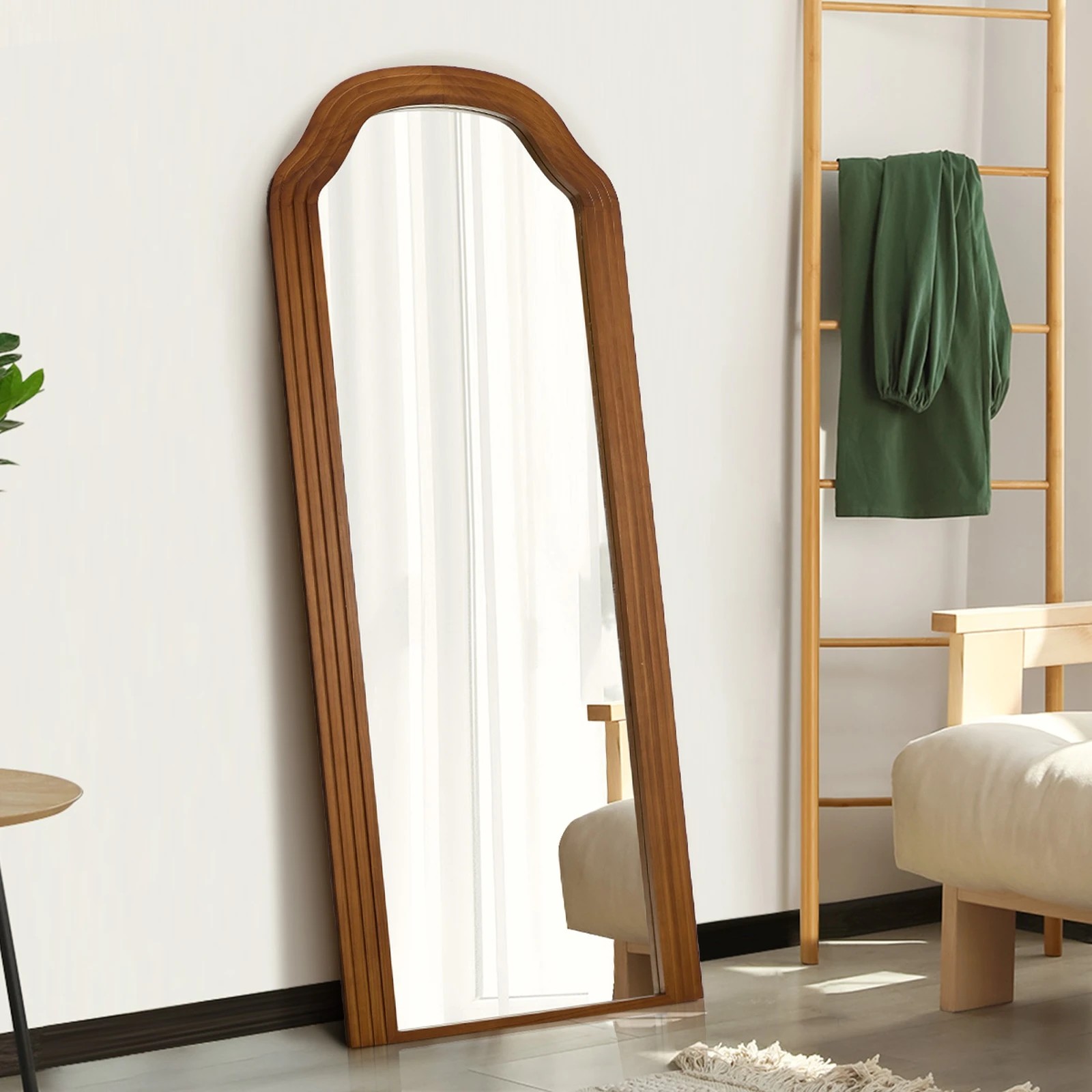 4 Oikiture Full Length Mirror Floor Makeup Mirrors 165x60cm Wood Bedroom - Brown, 4 of 10