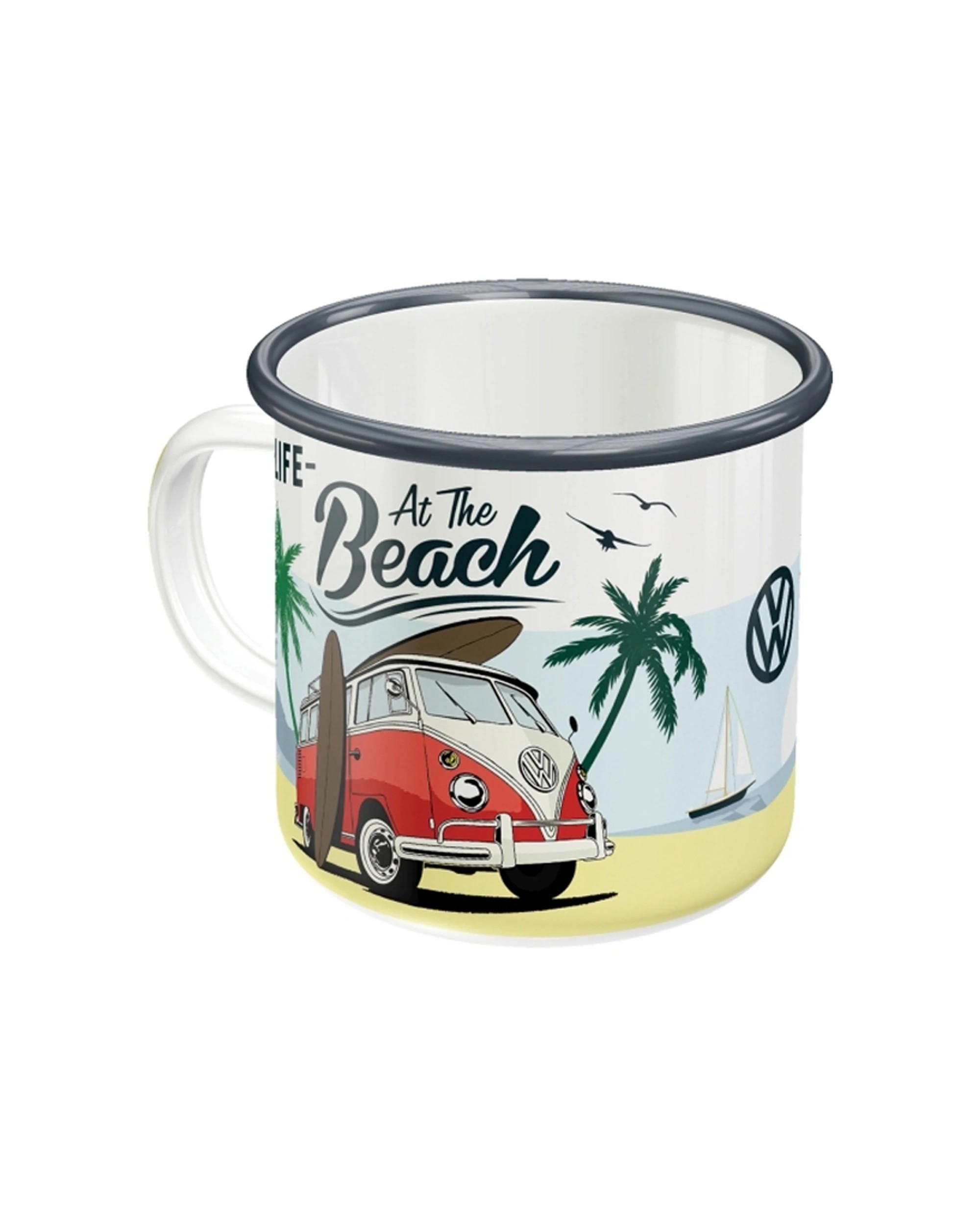 1 Nostalgic-Art Enamel Mug 360ml Mug -  VW Bulli Beach Theme Design - Multi, 1 of 4