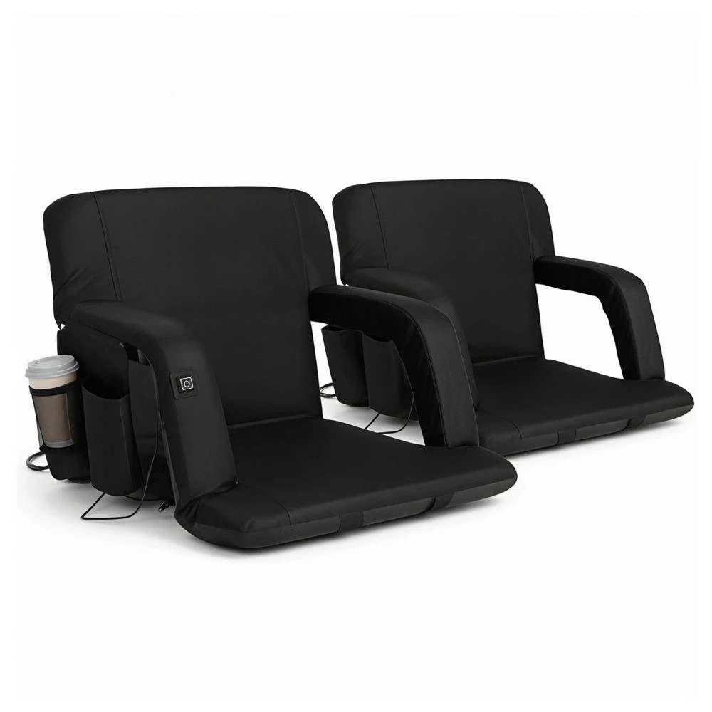 1 Artiss 2X Floor Lounge Sofa Bed With Armrest Heated - Black, 1 of 6