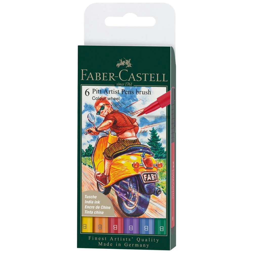 1 Faber-Castell Pitt Artist Pens 6 Pack Colour Wheel, 1 of 3