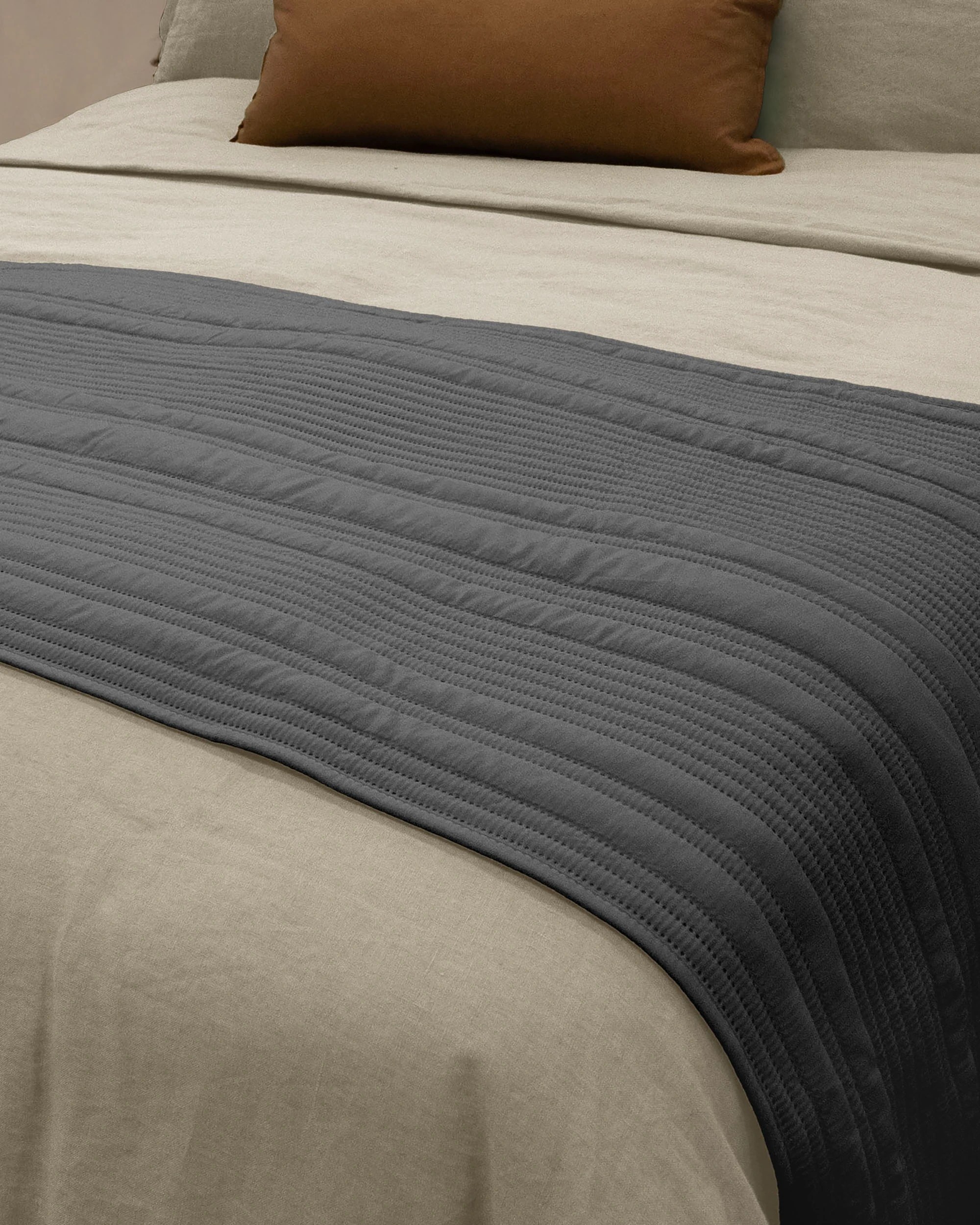 2 Bambury Flinders Embossed Microfibre Bed Runner - Charcoal, 2 of 4