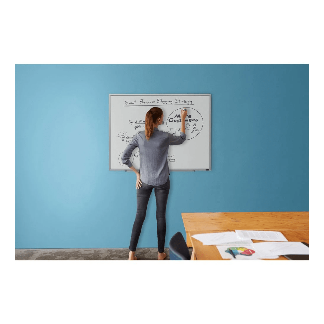 6 J.Burrows Porcelain Whiteboard Silver 1200 x 900mm, 6 of 6