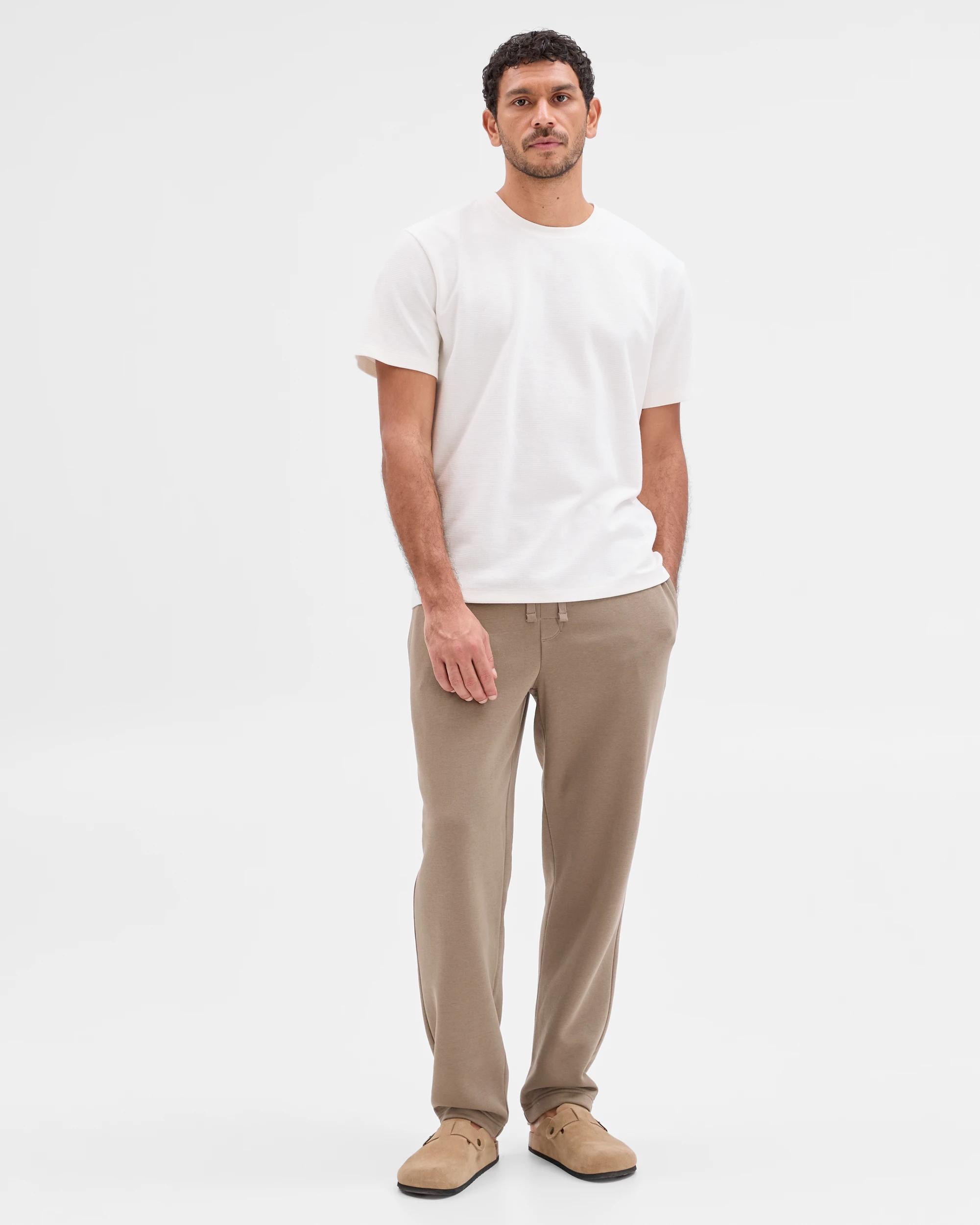 1 Target Man Australian Cotton Blend Uncuffed Trackpants MUSHROOM, 1 of 5