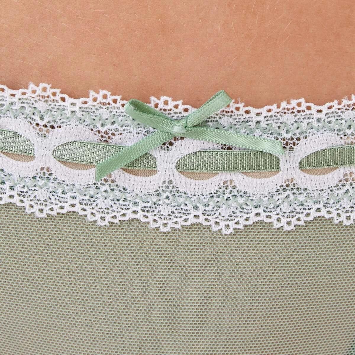 3 Co-ordinated Ribbon Trim G-String Briefs Ice Grn, 3 of 7