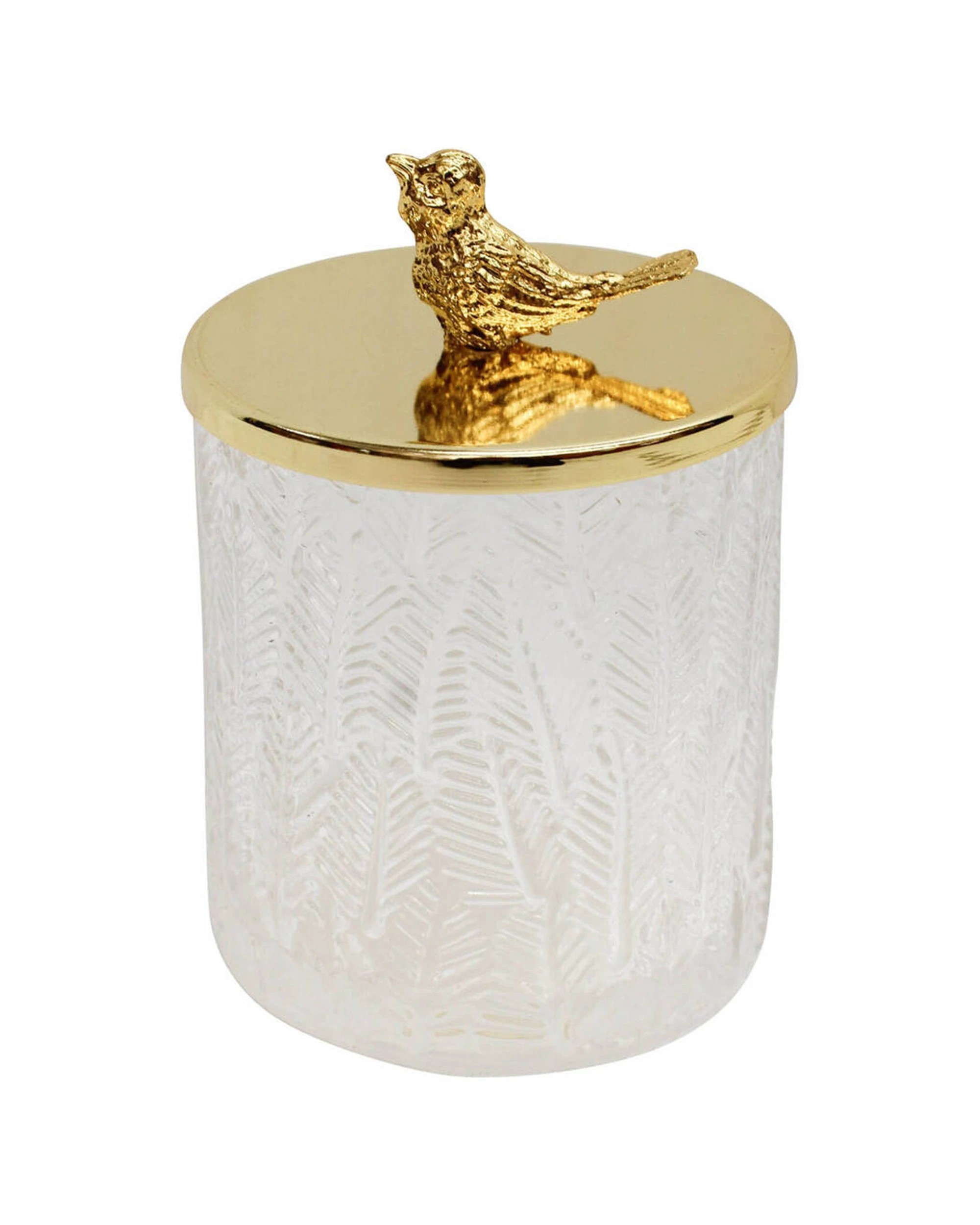 1 LVD Glass Trinket Box Storage Decor Round 13cm Bird - Clear, 1 of 1