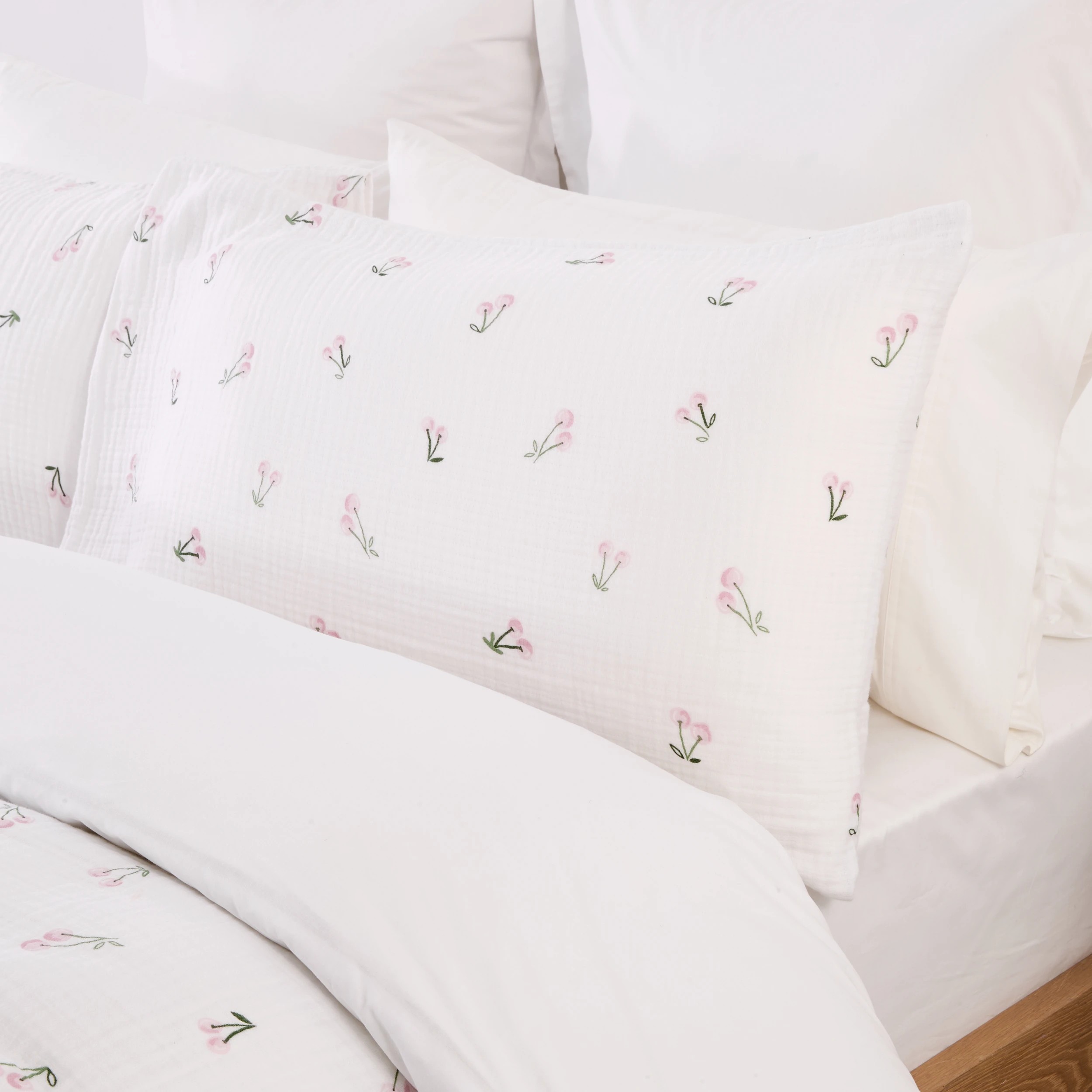 2 Cherry Muslin Cotton Quilt Cover Set - King Bed, 2 of 7