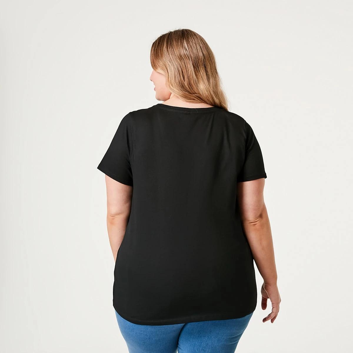 3 Curve Short Sleeve V-Neck T-shirt BLACK, 3 of 4